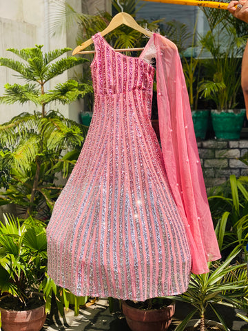 Silver & Pink Kid's Gown