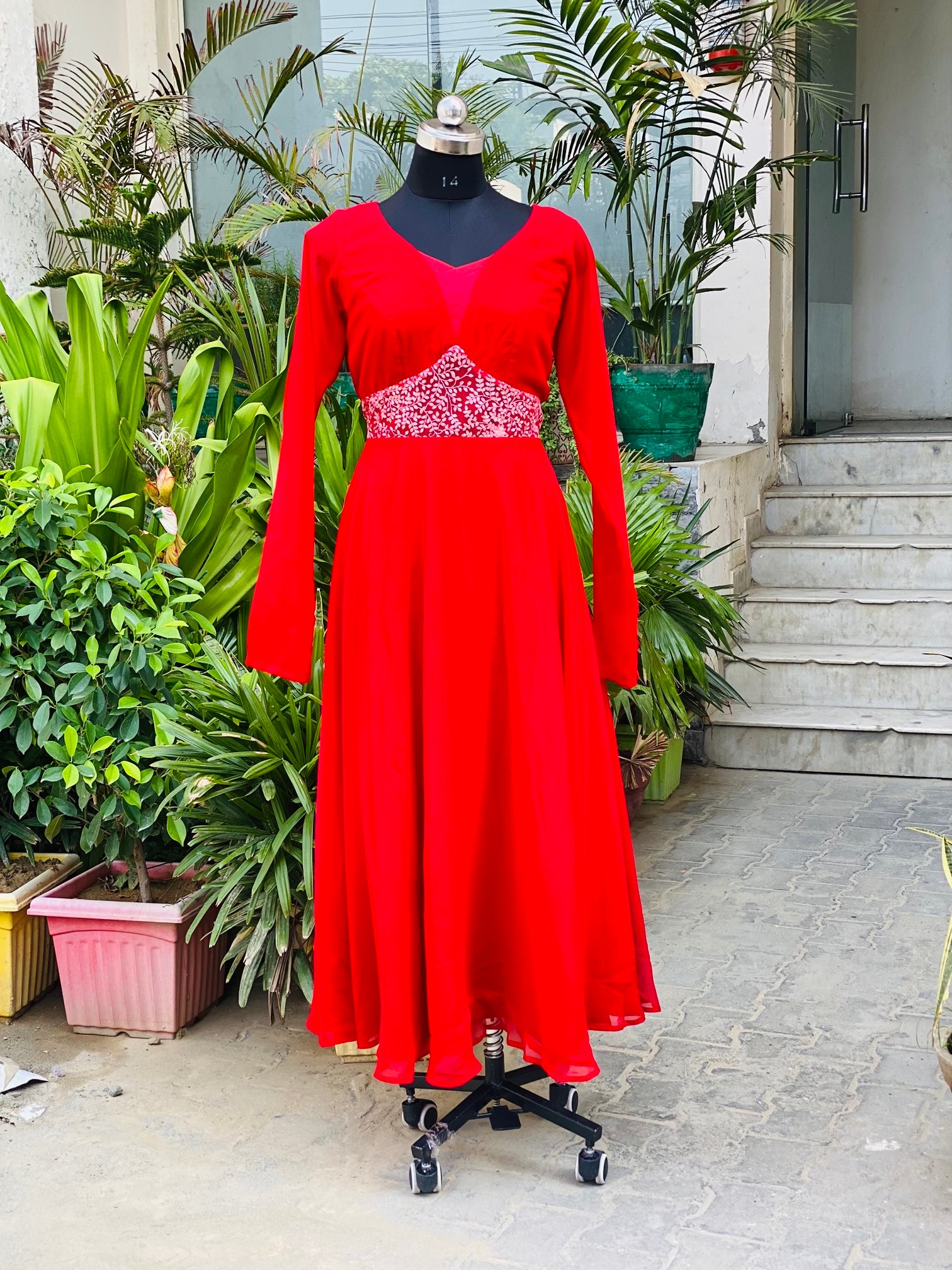 Red Anarkali with Dupatta