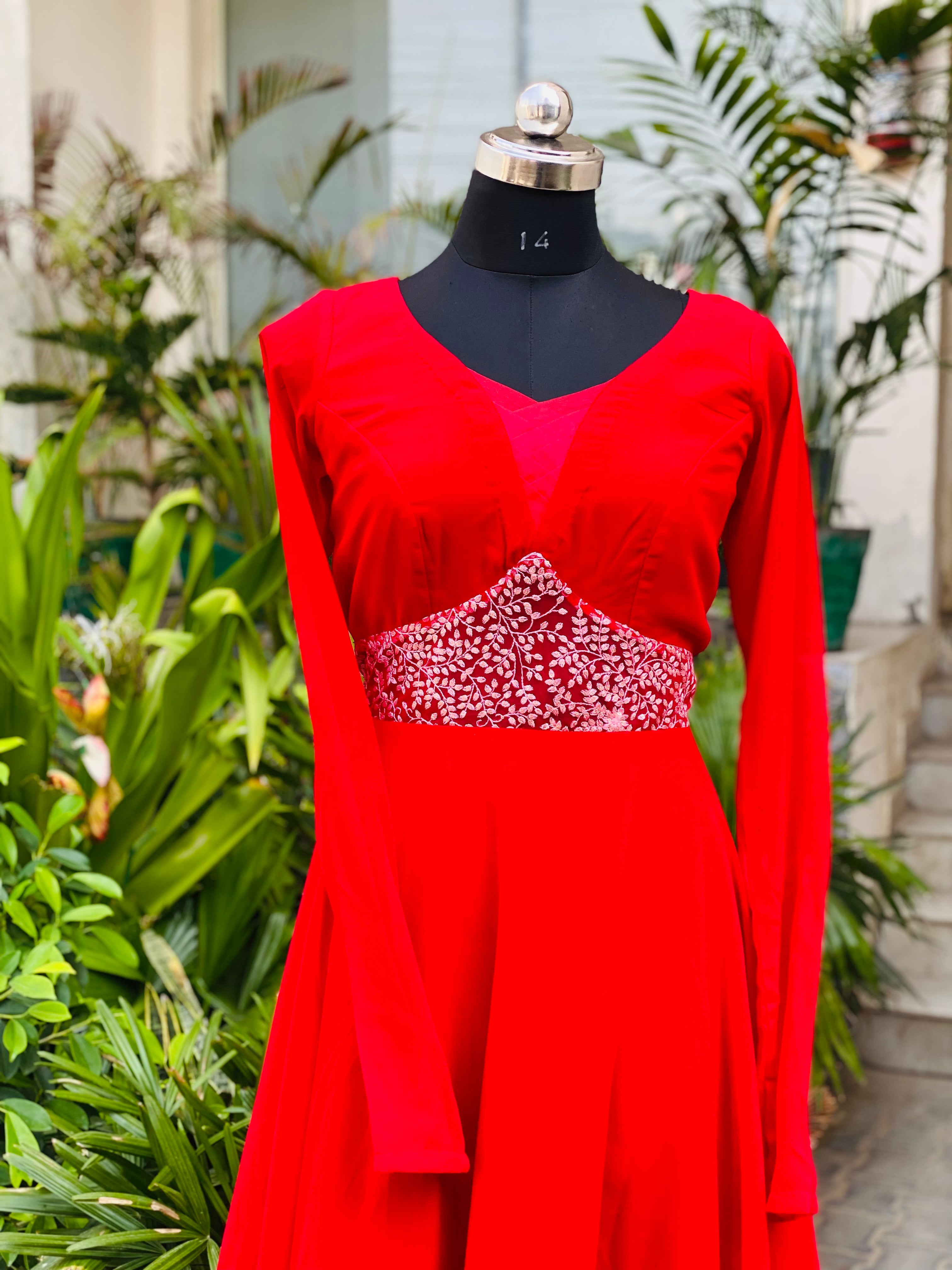 Red Anarkali with Dupatta