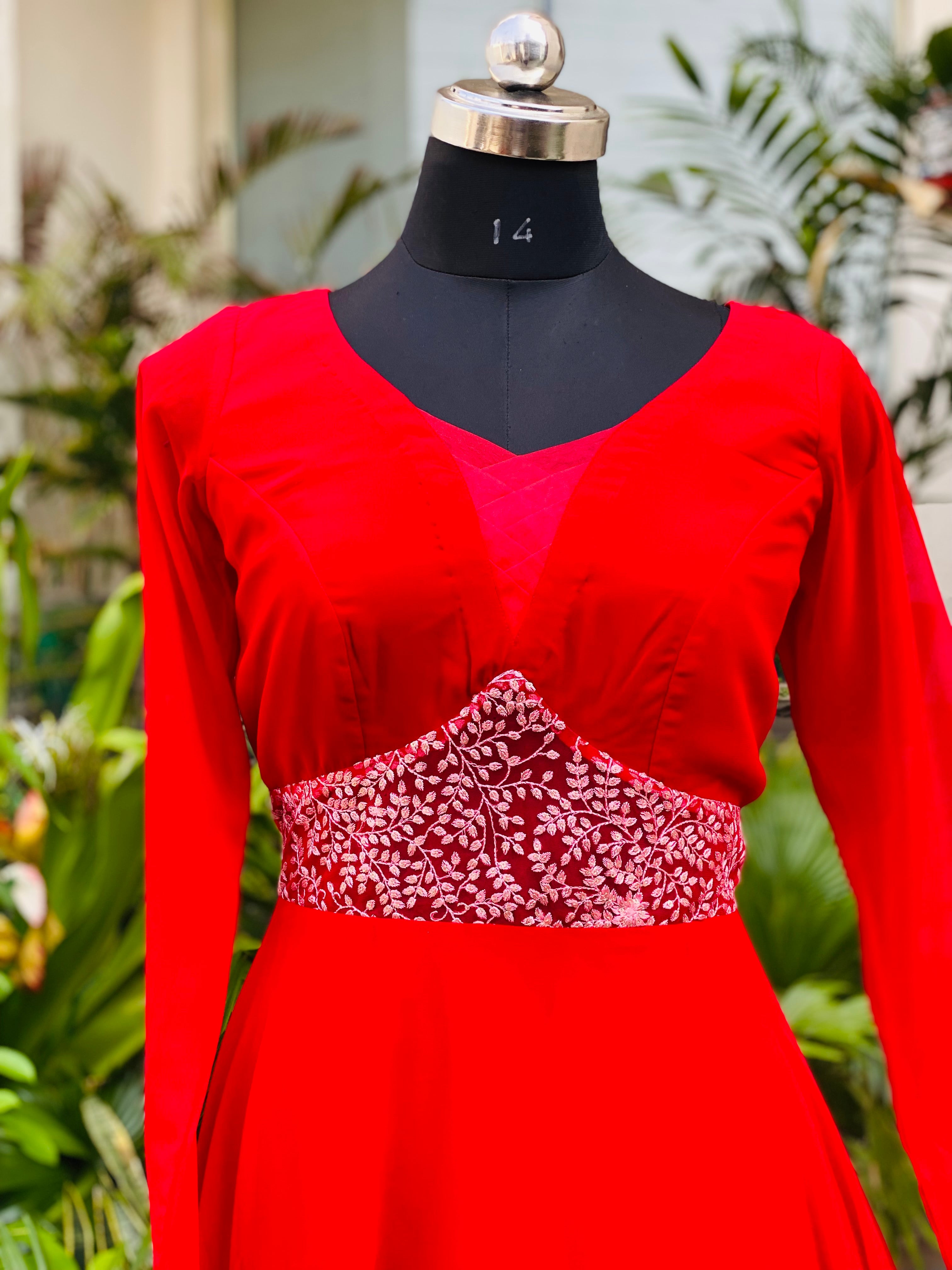 Red Anarkali with Dupatta
