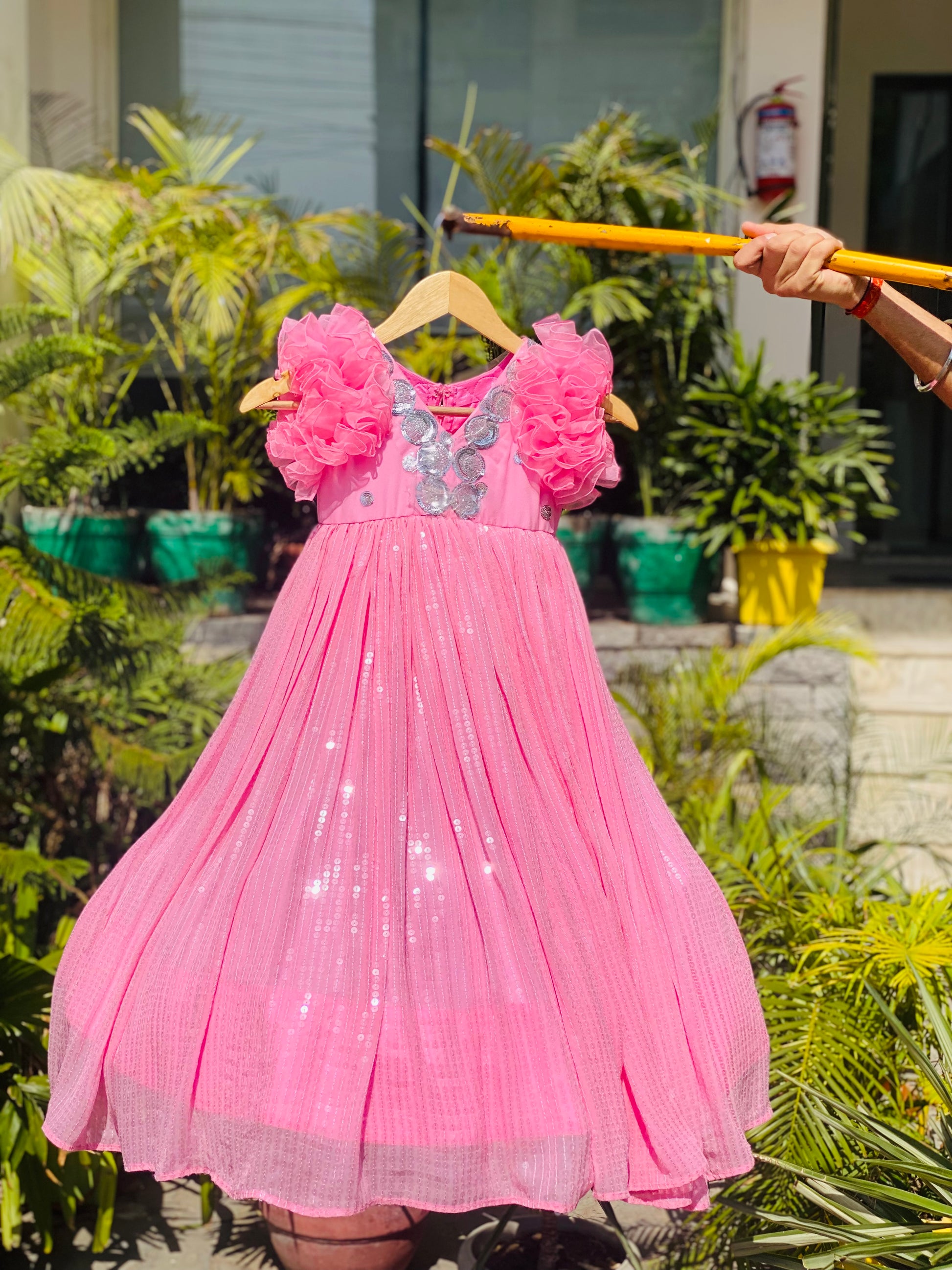 Baby Pink Ruffle & Bow Gown | Party Wear | Lakhina Couture - Look 2
