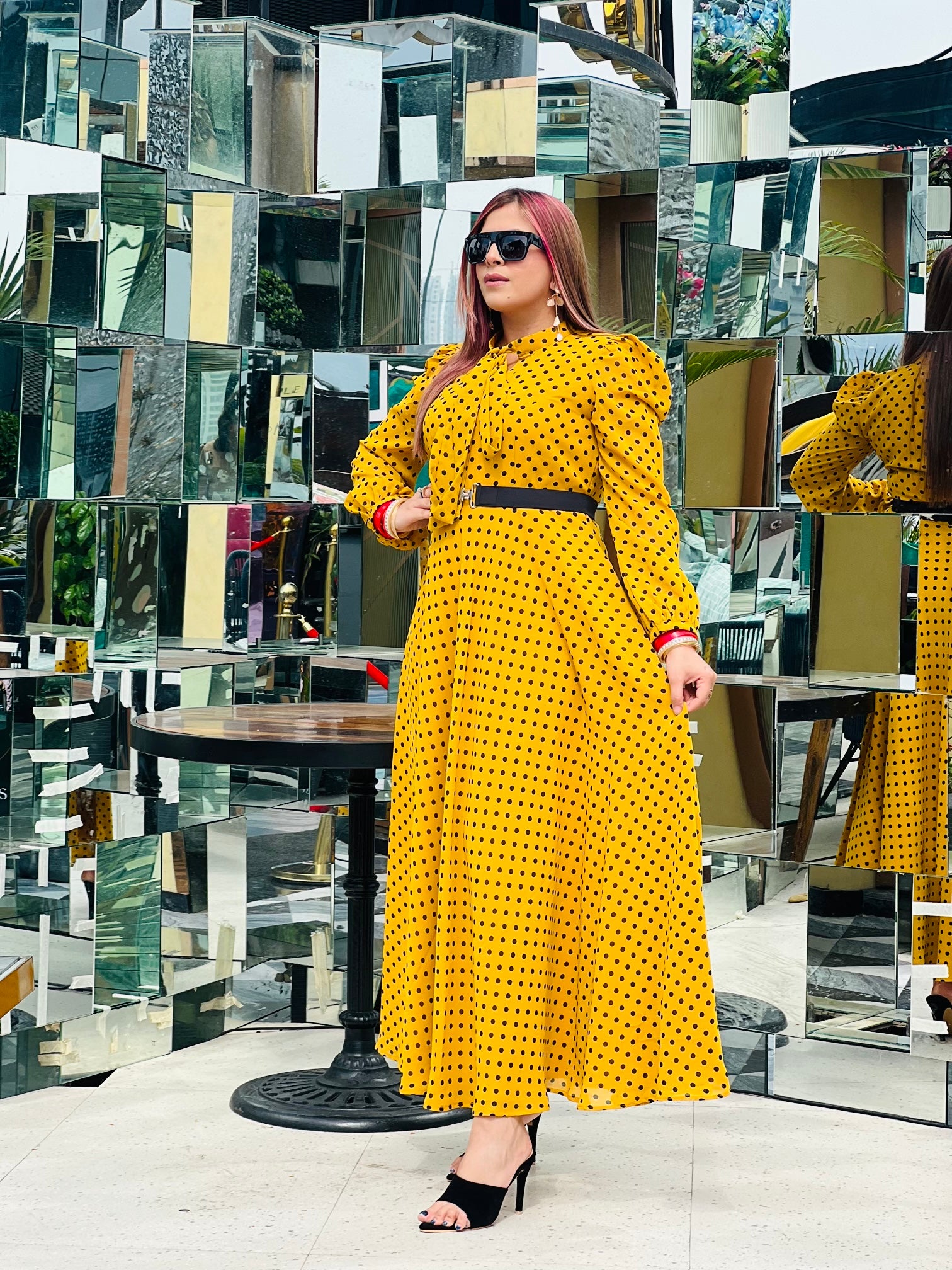 Yellow Polka Dot Maxi | Designer Maxi Dress