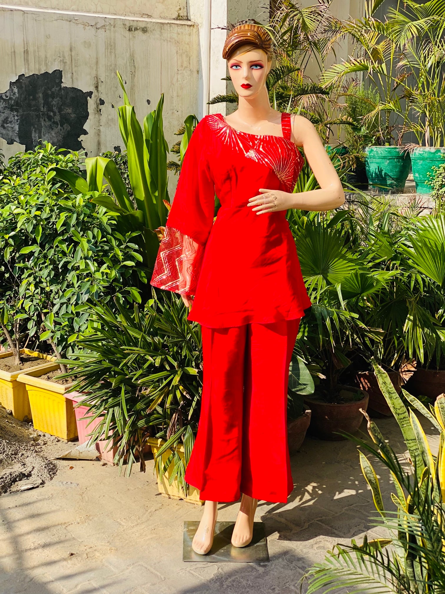 Red Embroidered Co-Ord Set