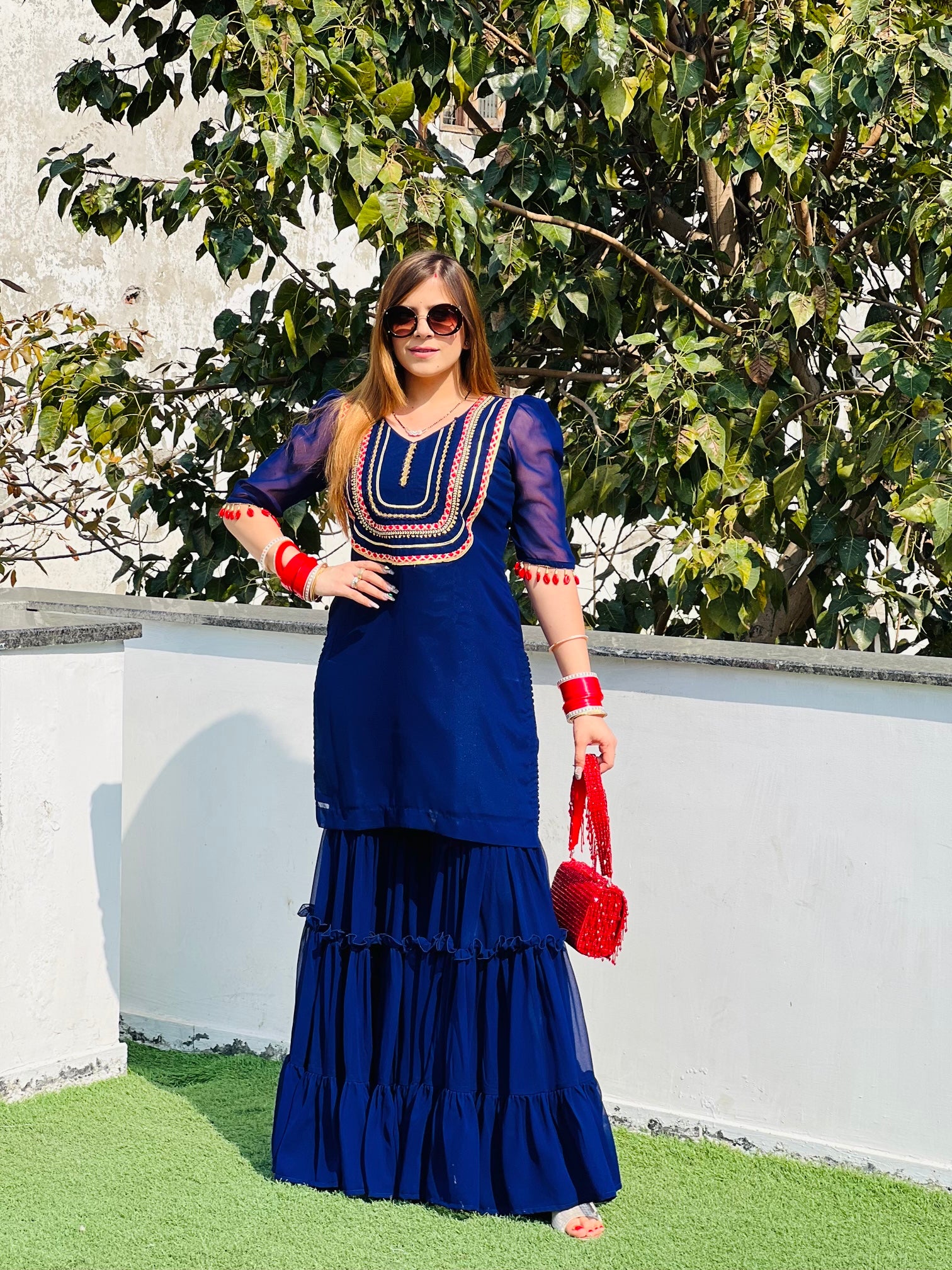 Navy Blue Garara Suit