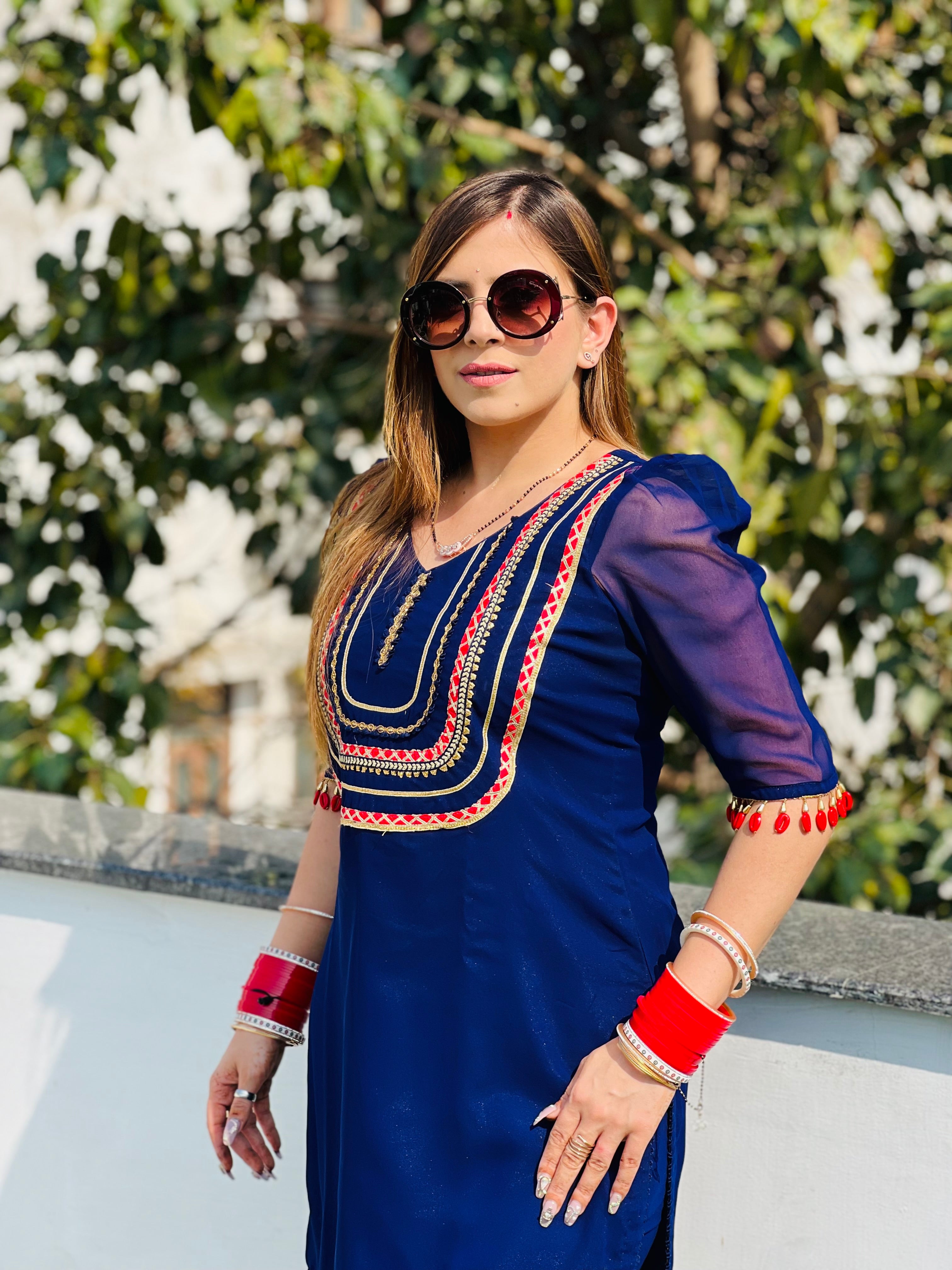 Navy Blue Garara Suit