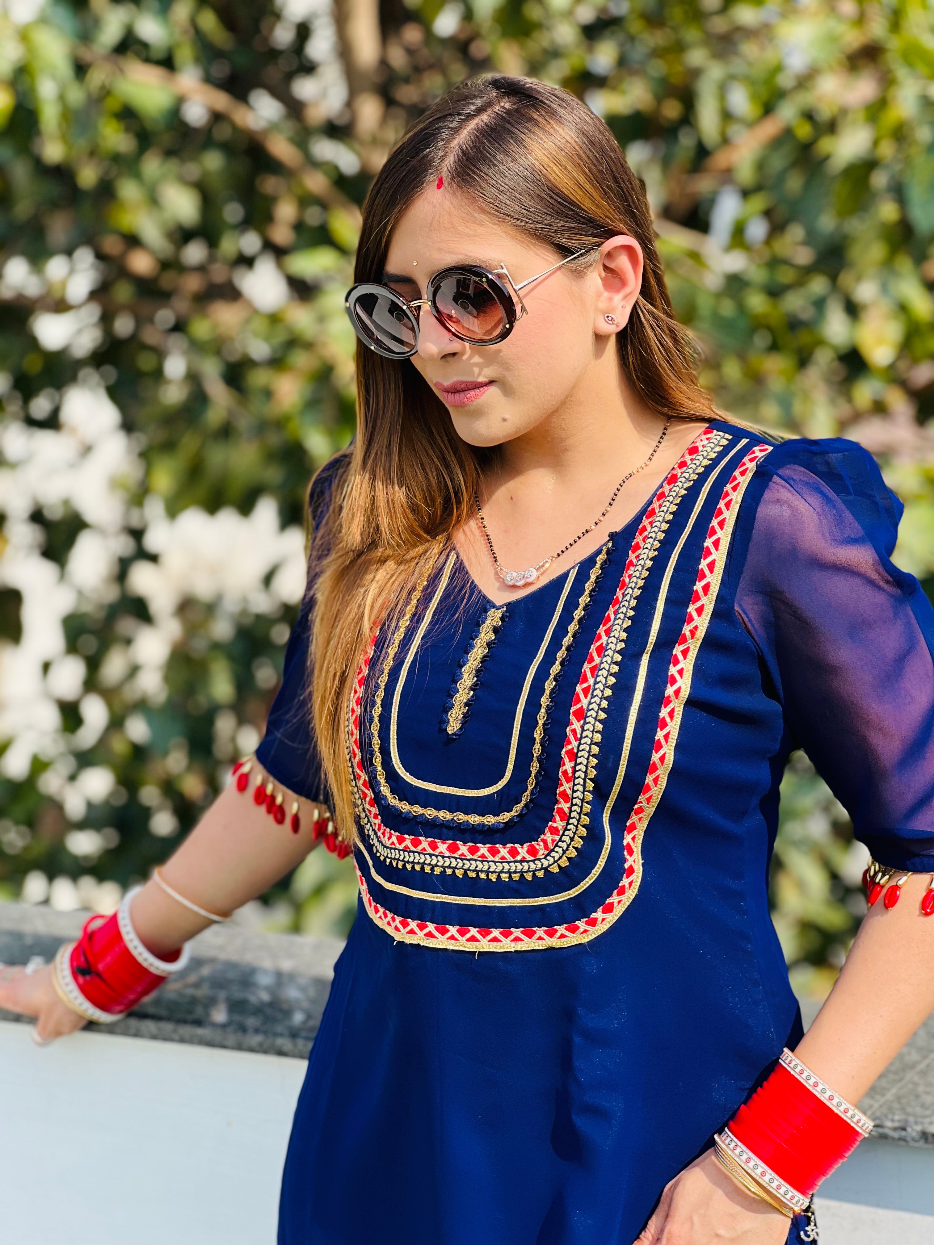 Navy Blue Garara Suit