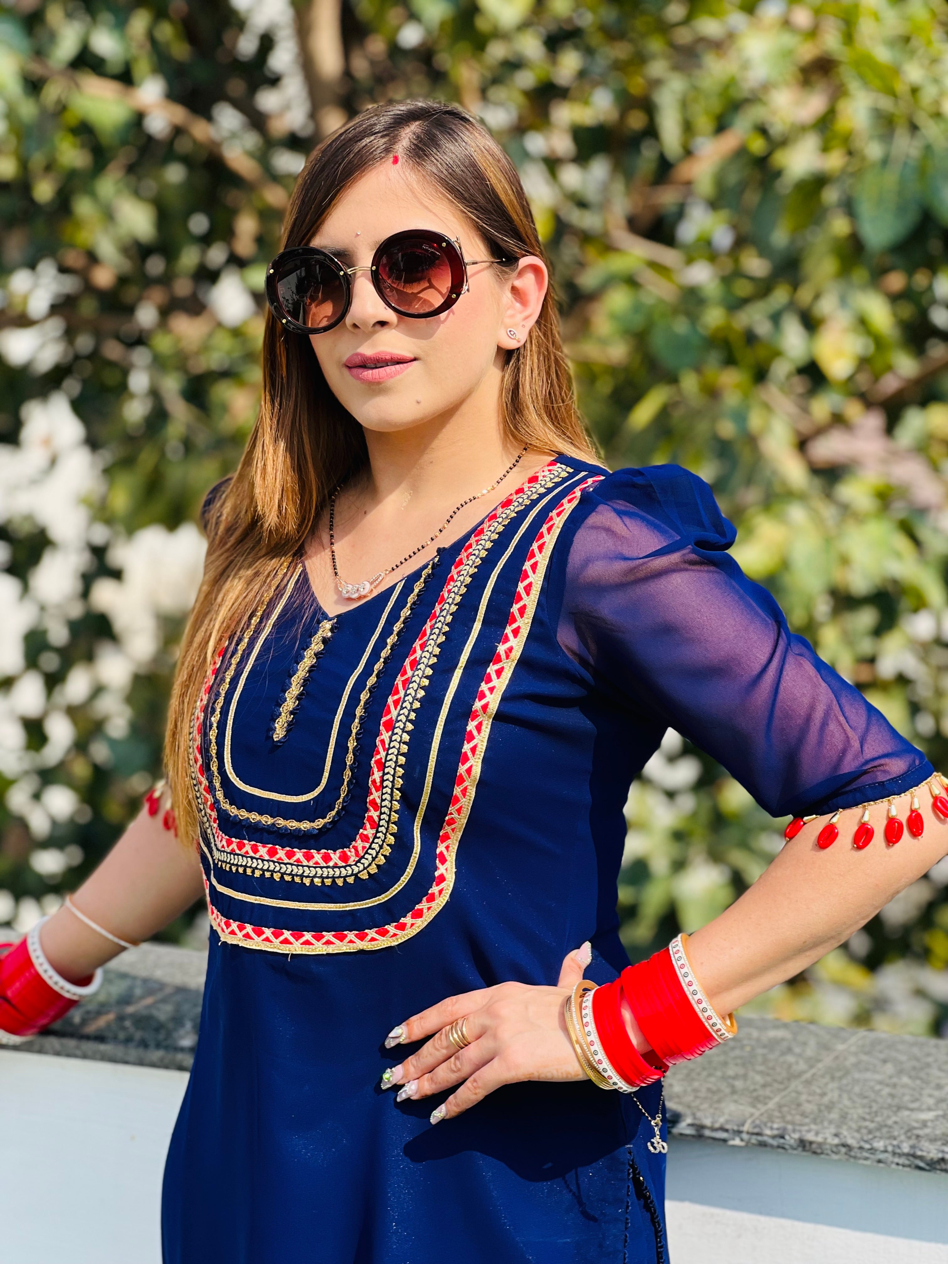 Navy Blue Garara Suit