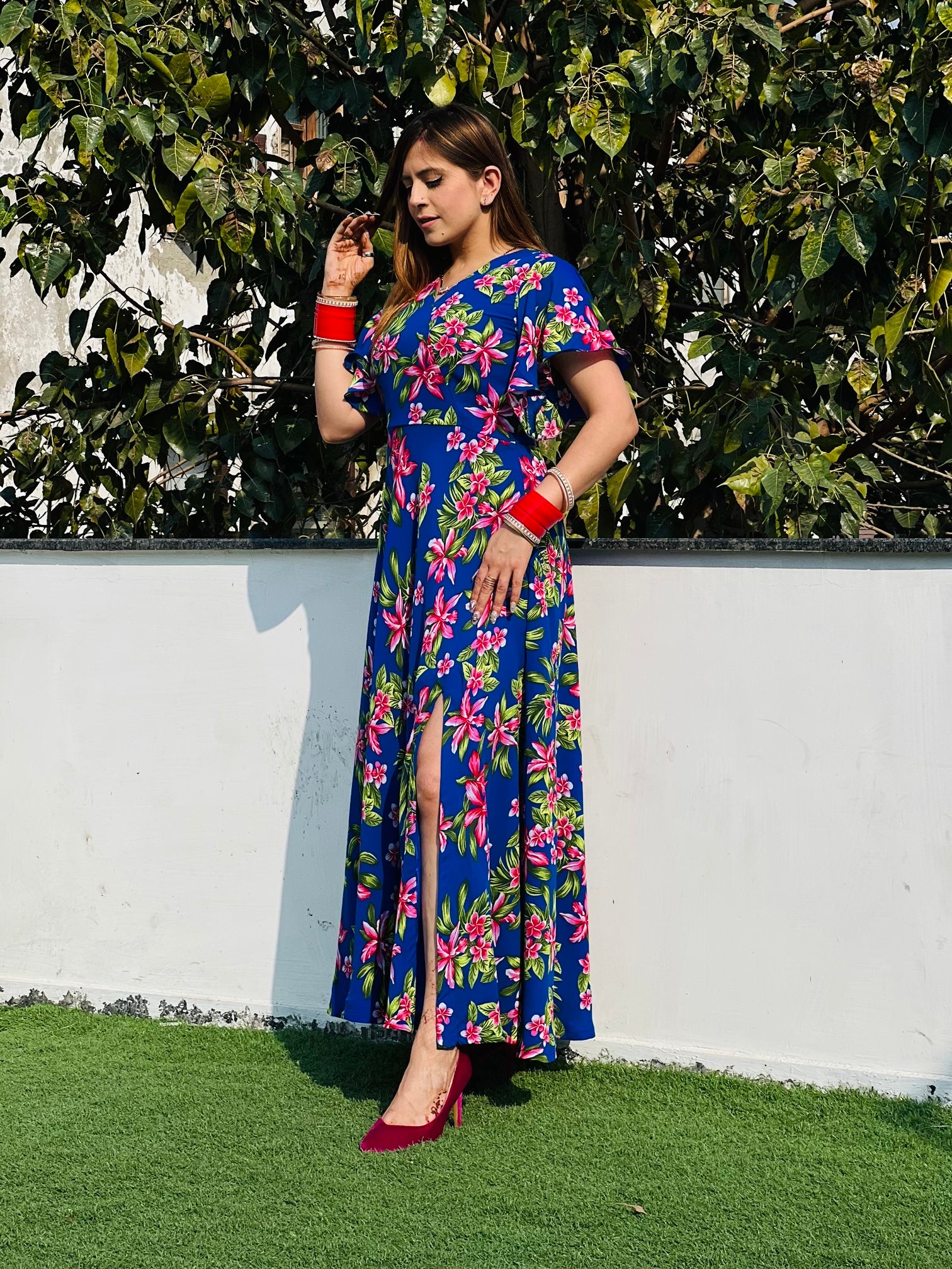 Royal Blue Floral Maxi