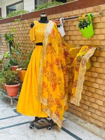 Yellow Floral lehanga