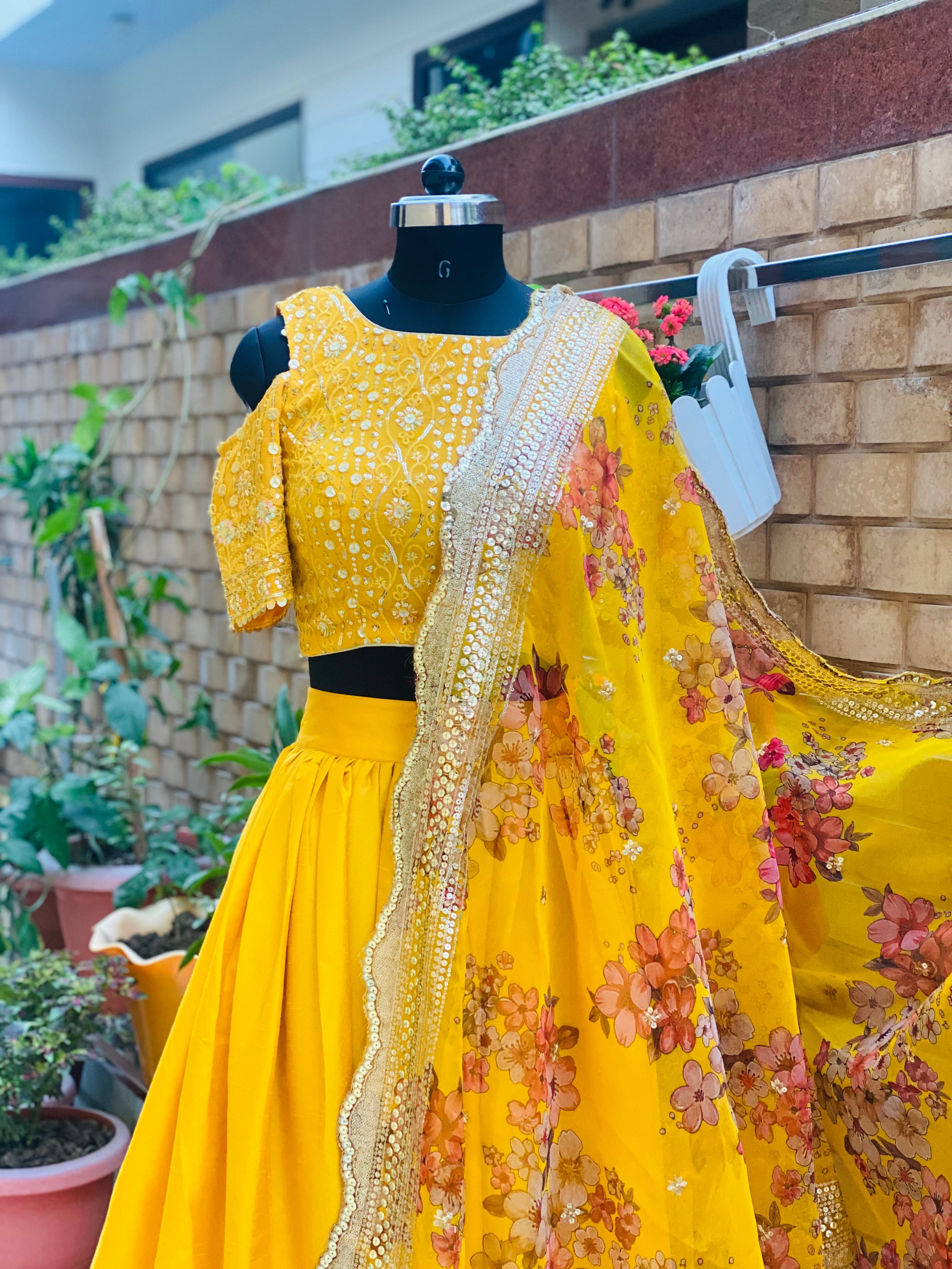 Yellow Floral lehanga
