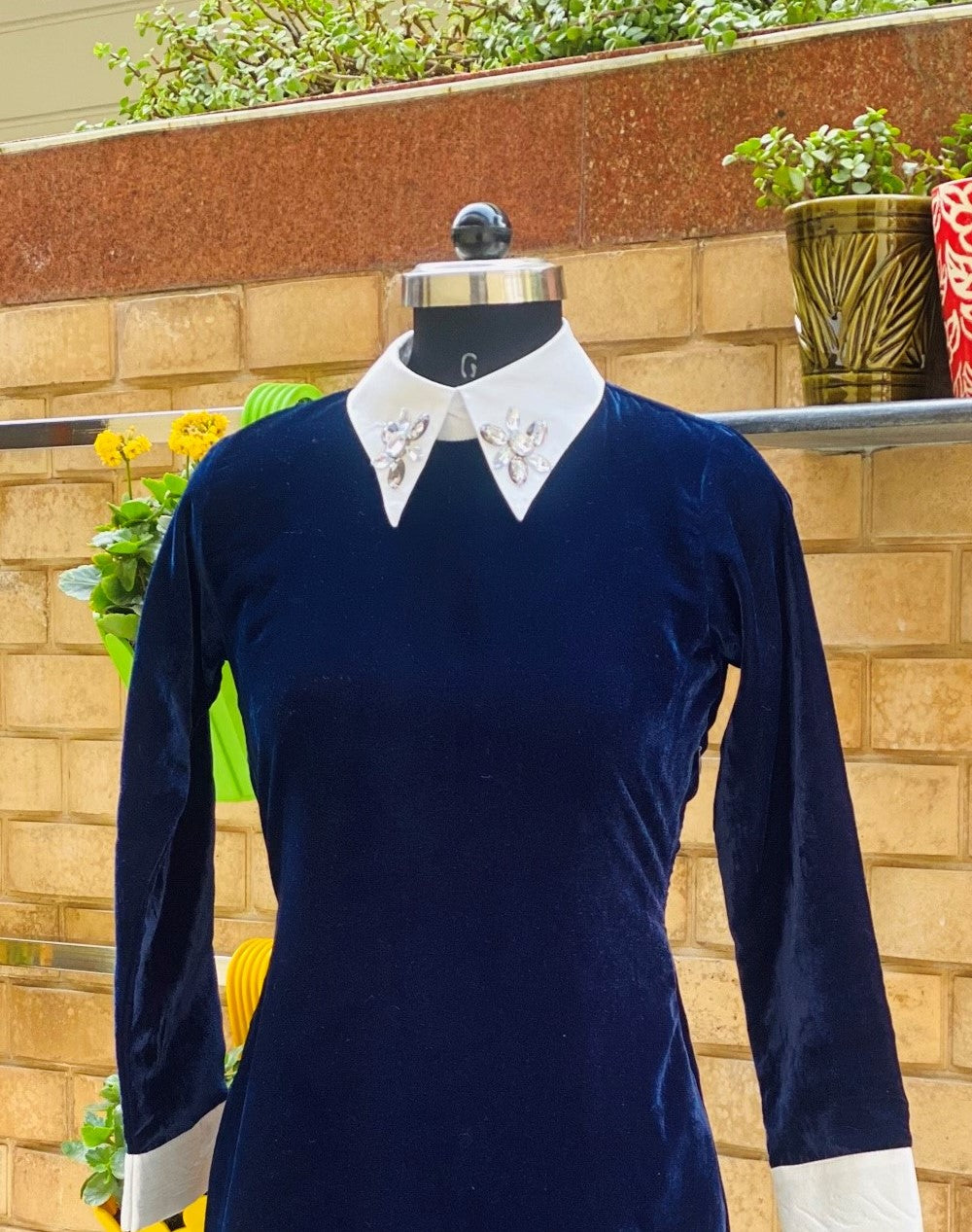 Navy Blue Embellished Dress