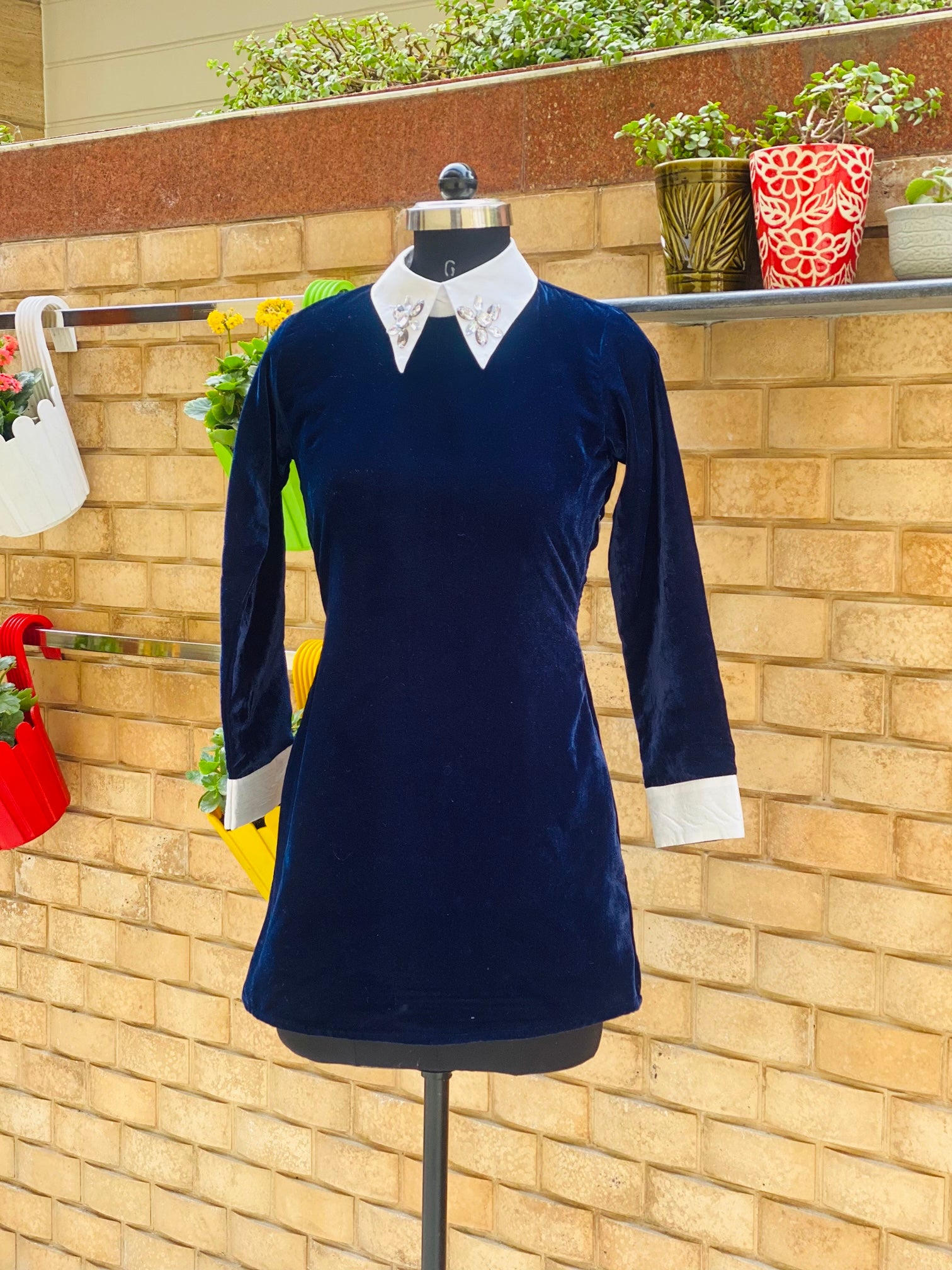 Navy Blue Embellished Dress
