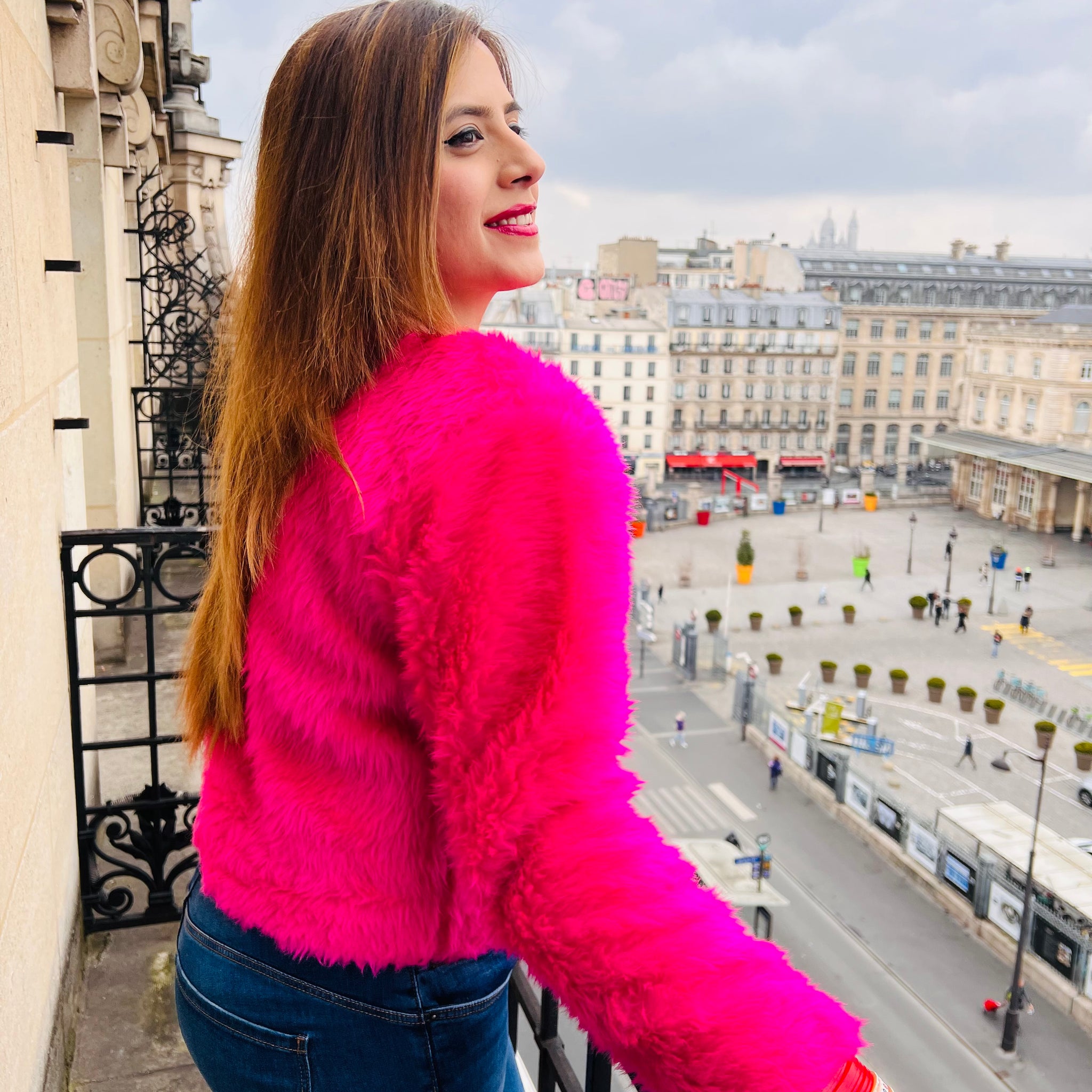 Hot Pink Fur Sweater