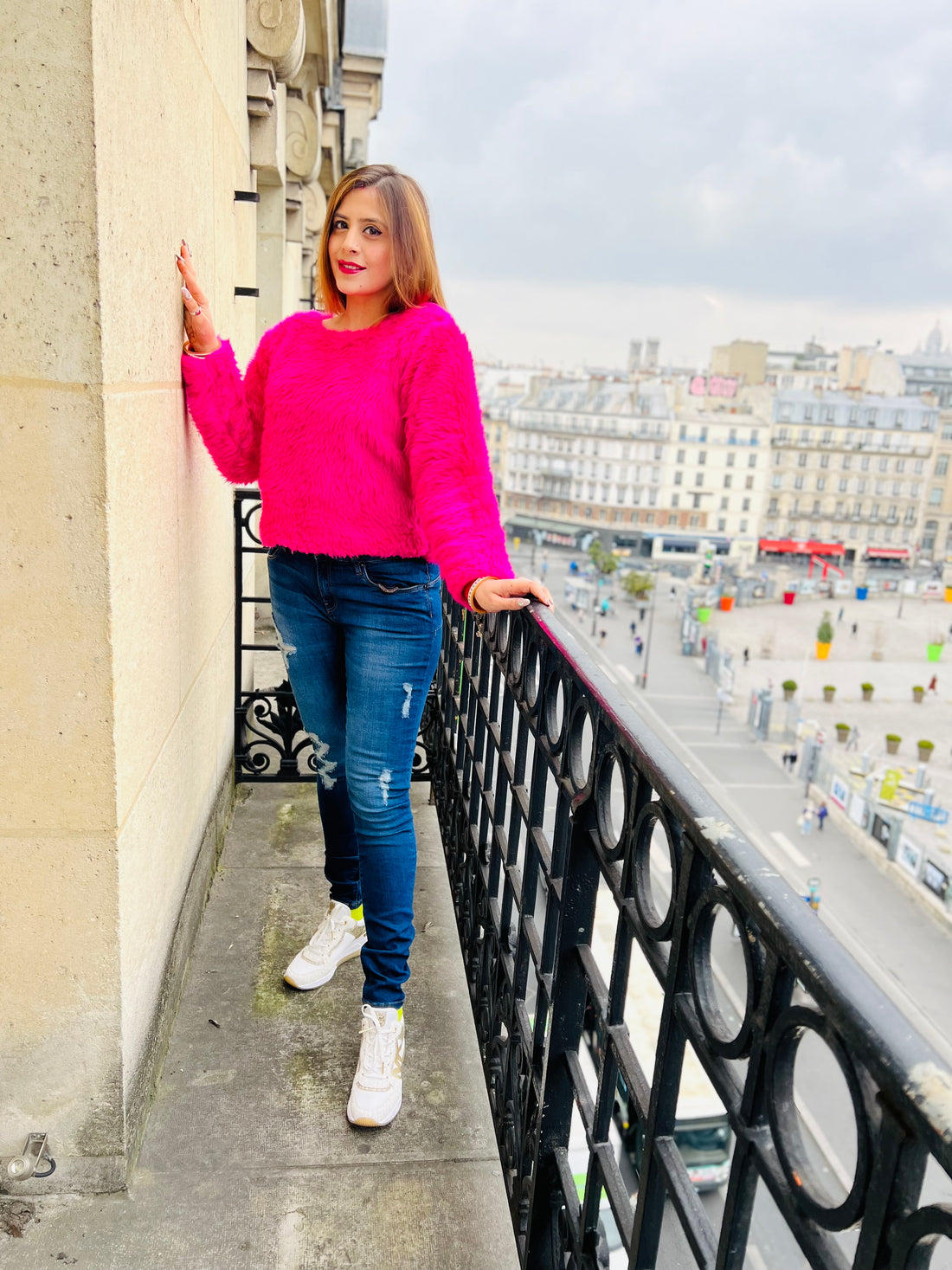 Hot Pink Fur Sweater