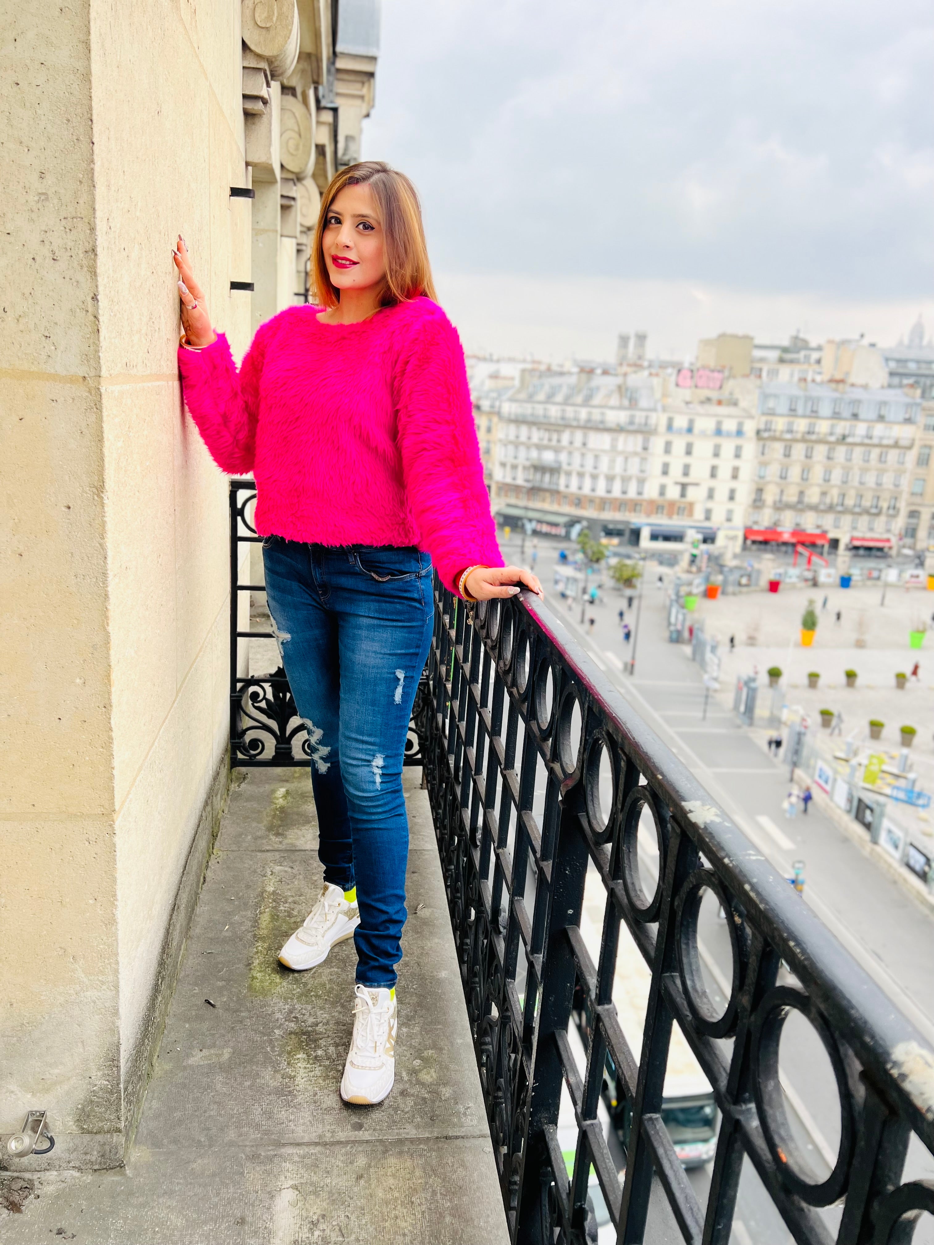 Hot Pink Fur Sweater