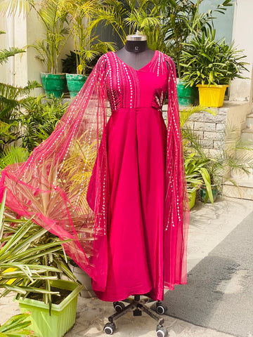 Wine Cape Sleeves Drape