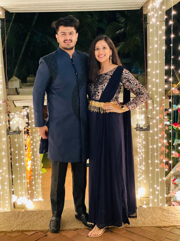 Menswear Navy Blue Indo Western