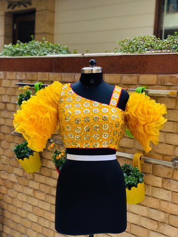 Yellow Ruffled Sleeves Blouse