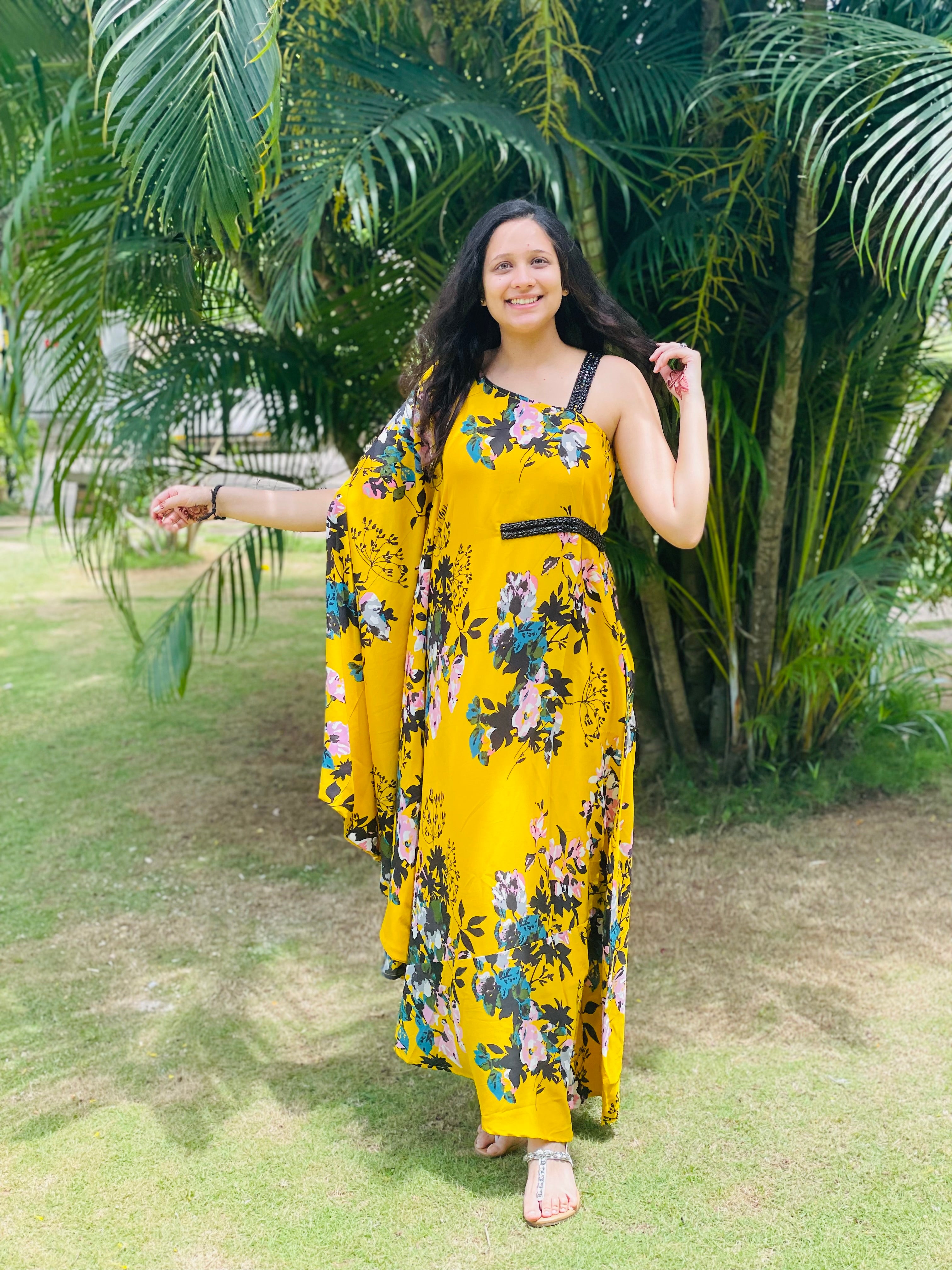 Yellow Floral Summer Kaftaan