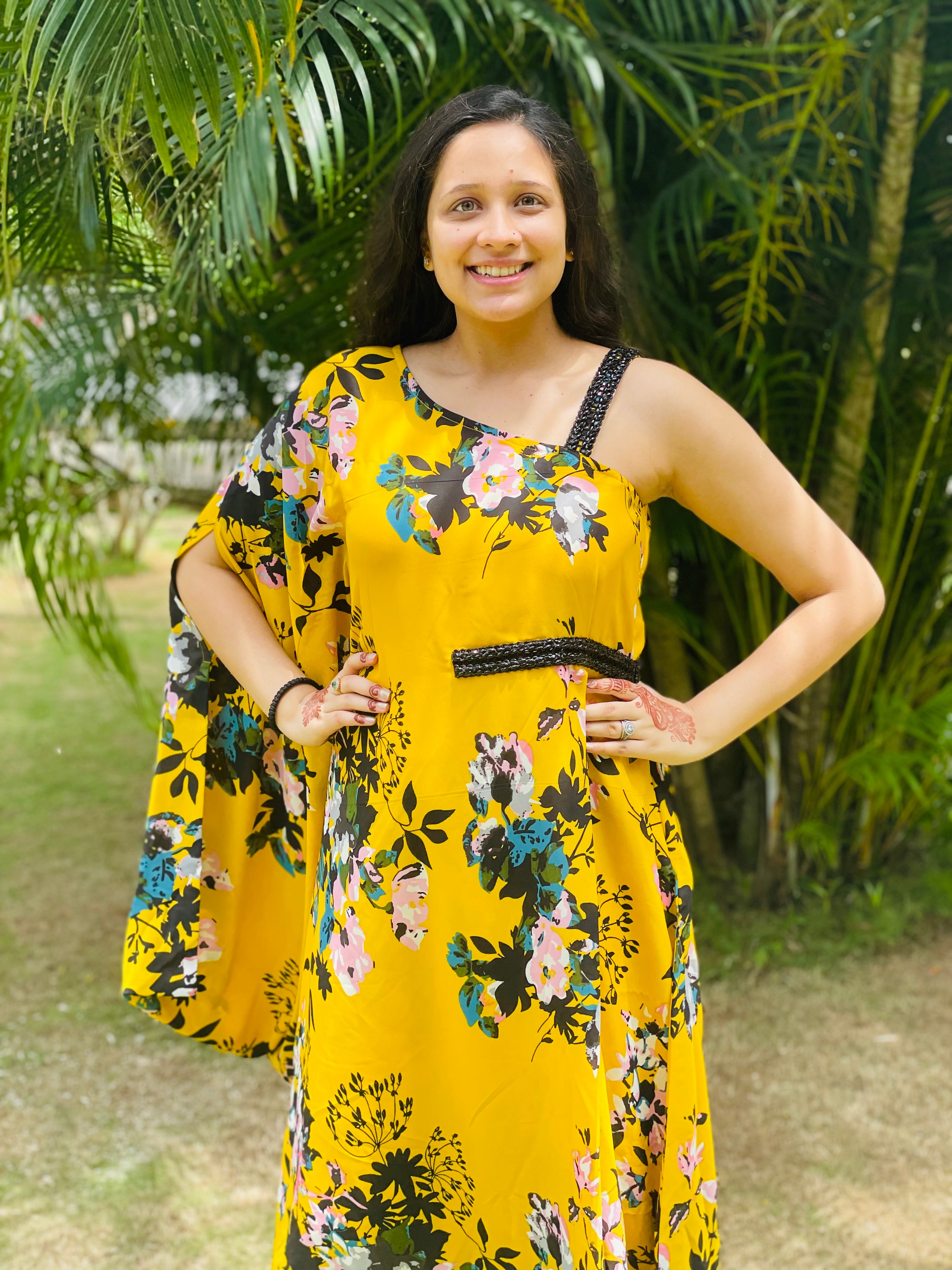 Yellow Floral Summer Kaftaan