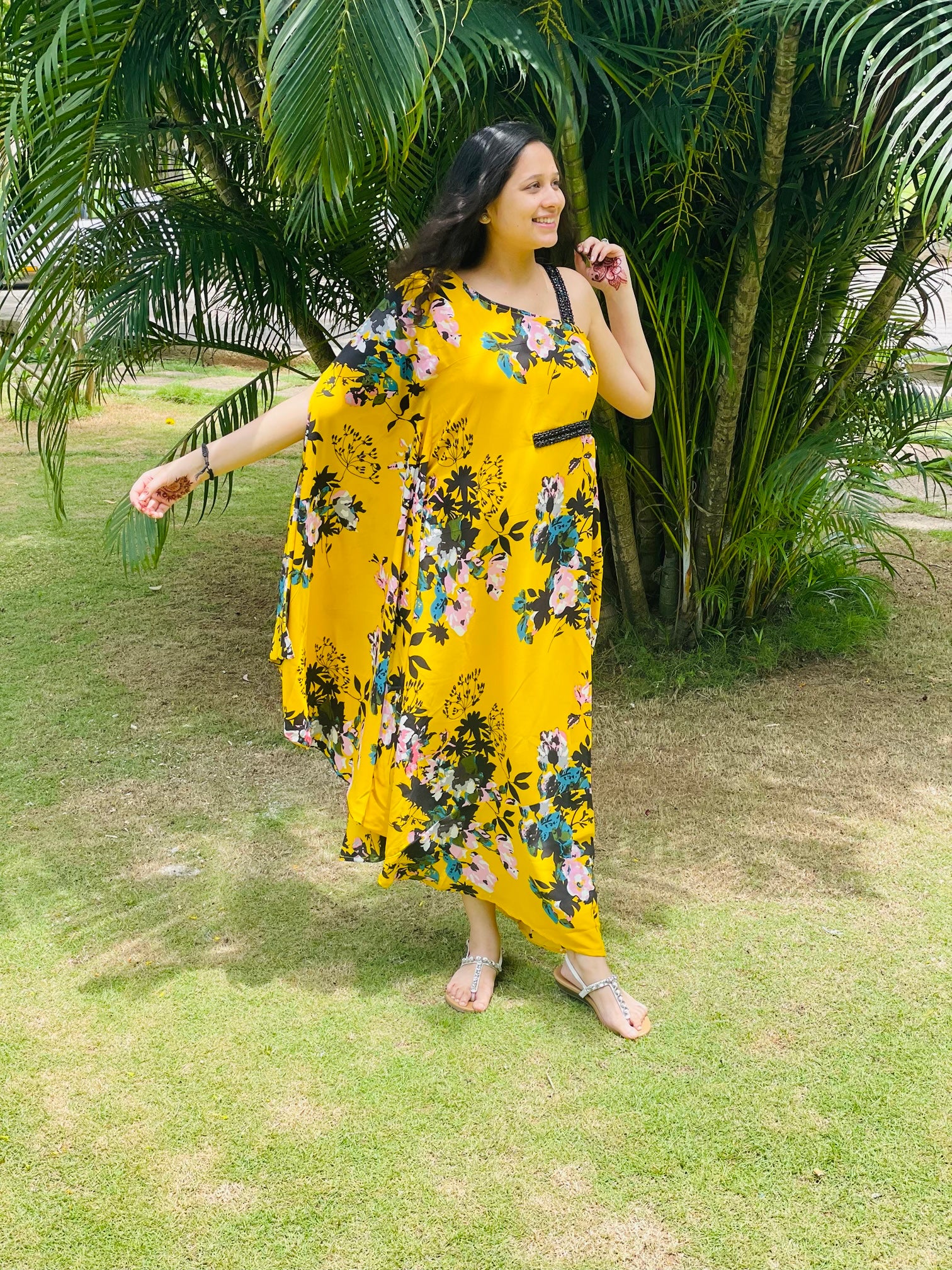 Yellow Floral Summer Kaftaan