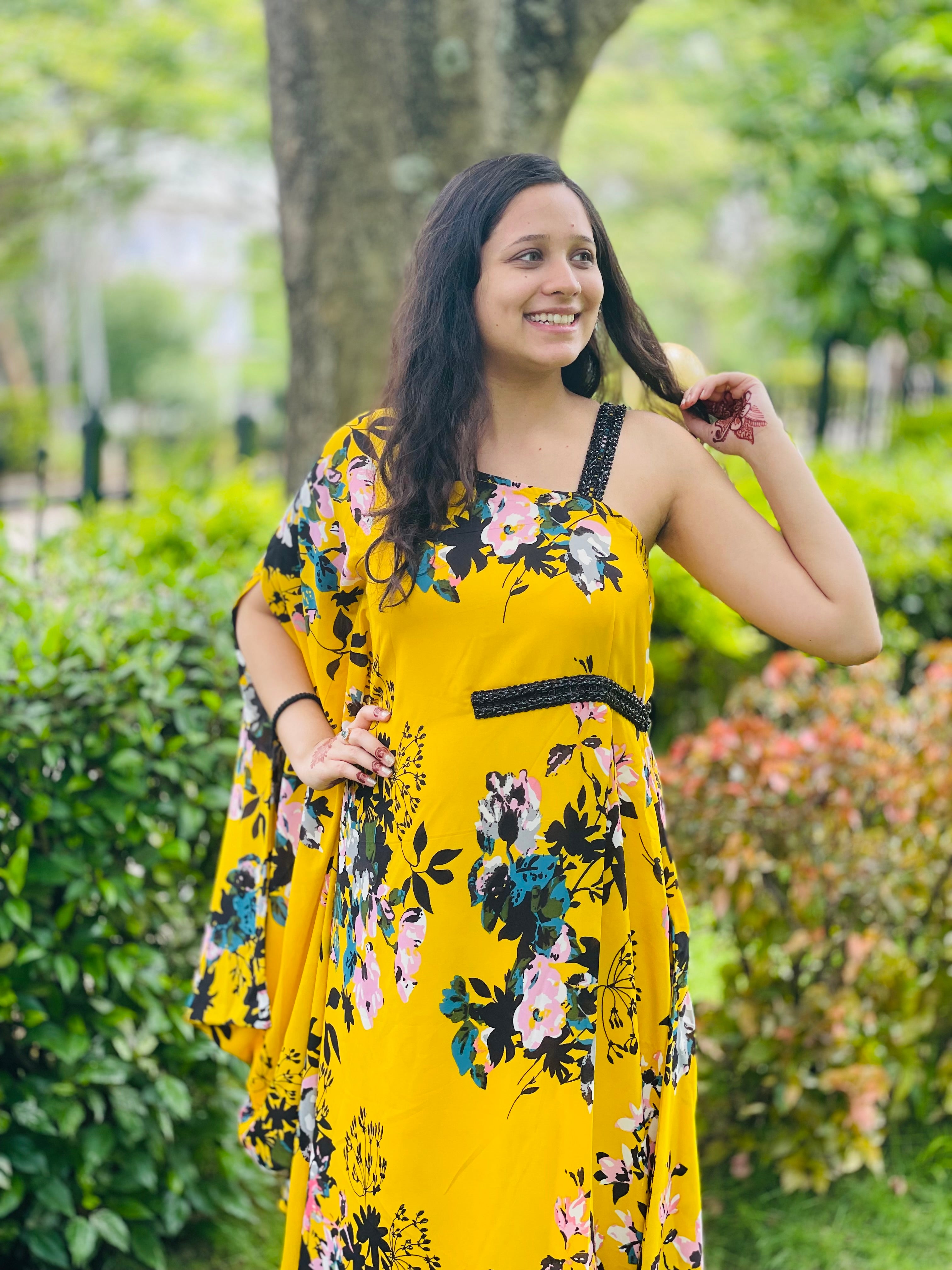 Yellow Floral Summer Kaftaan