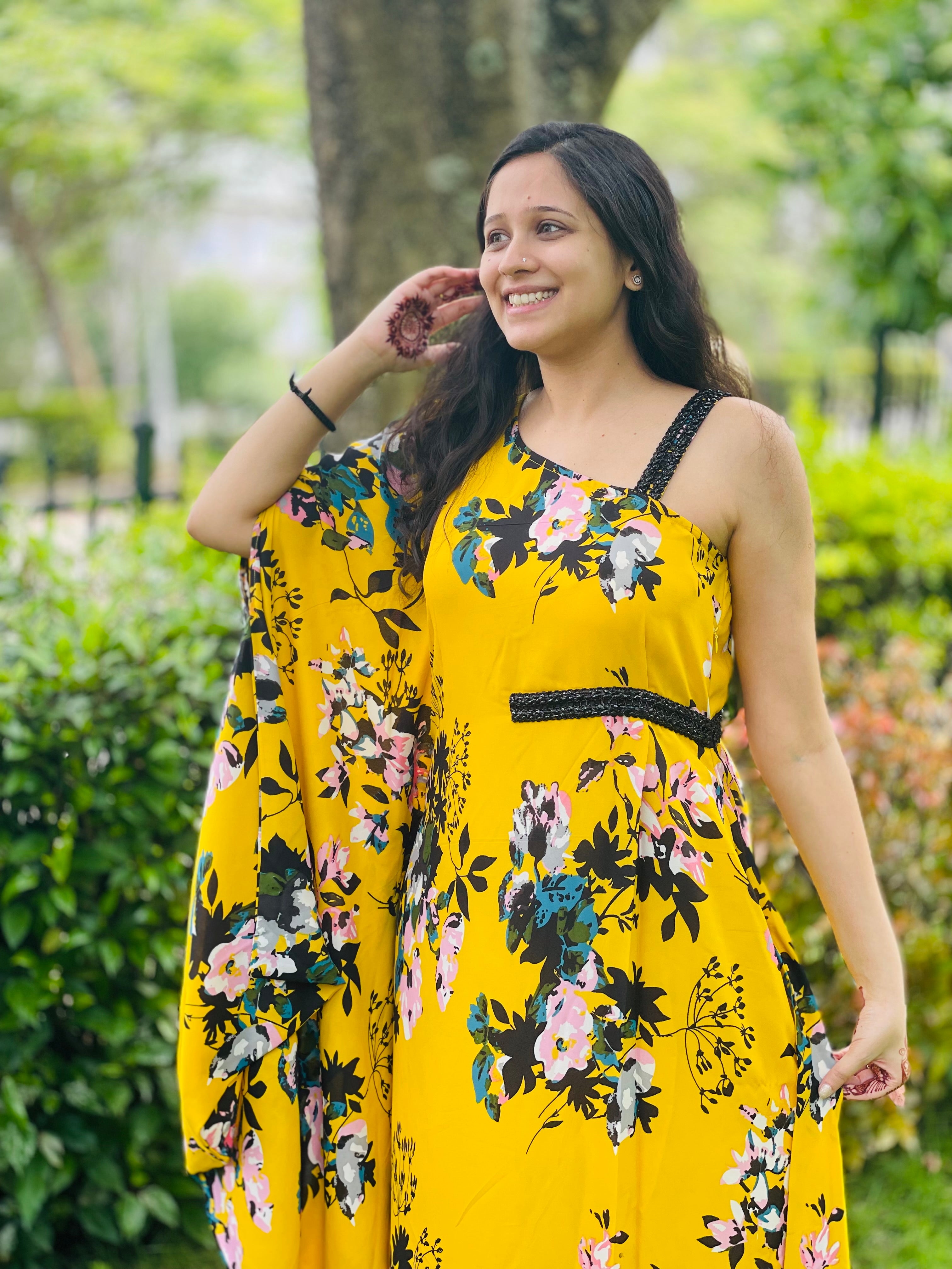 Yellow Floral Summer Kaftaan