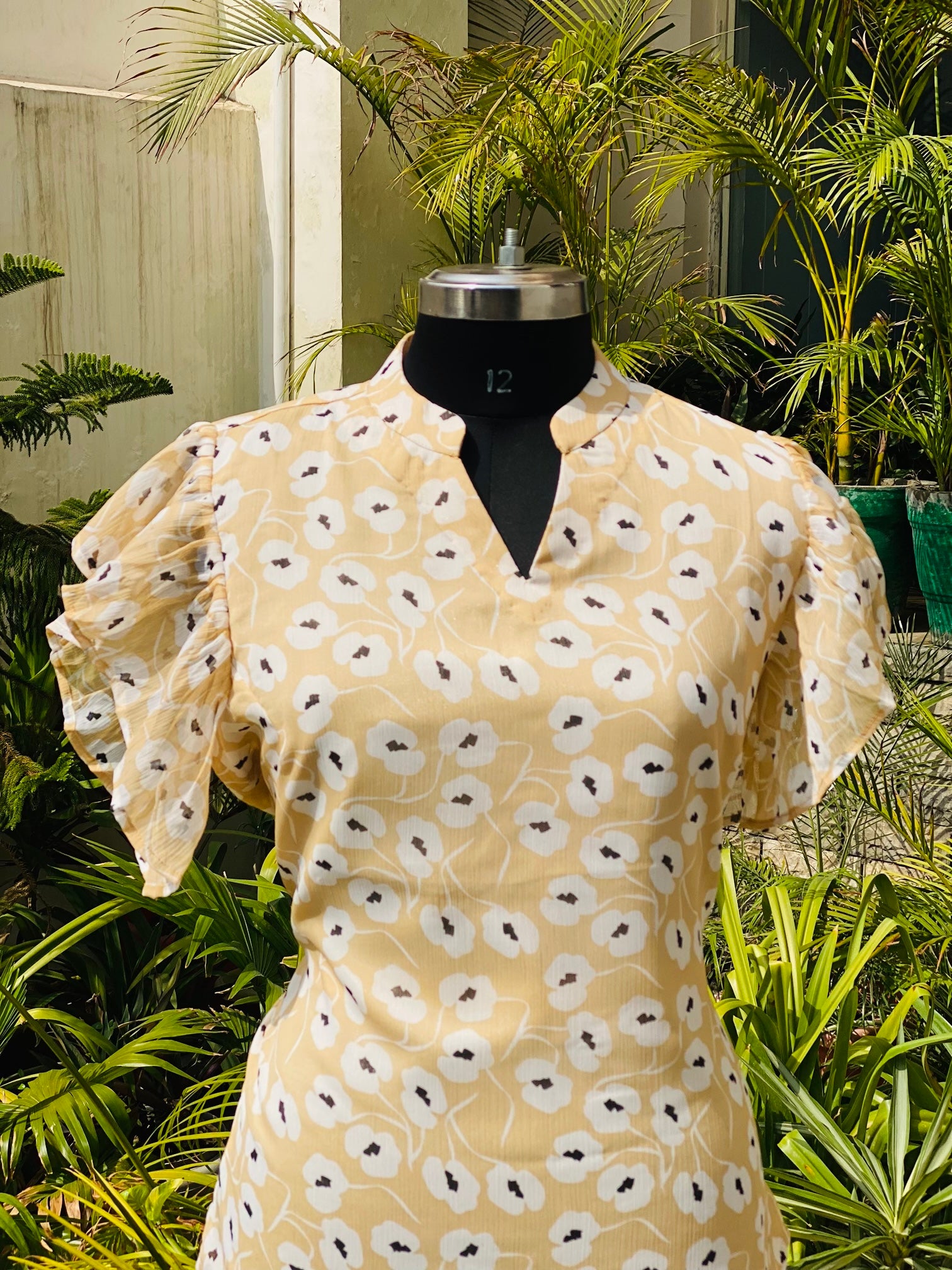 Beige Floral Schiffon Top