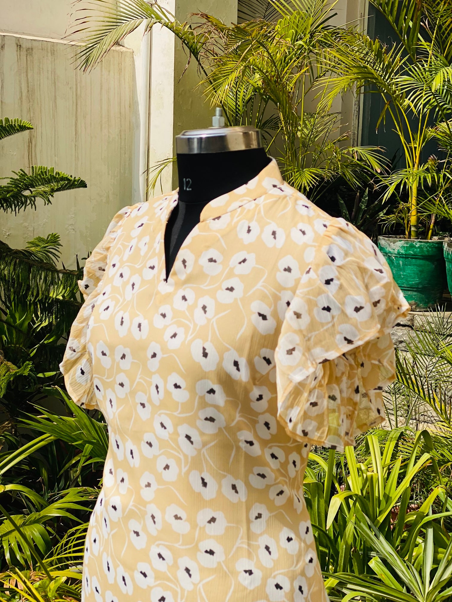 Beige Floral Schiffon Top