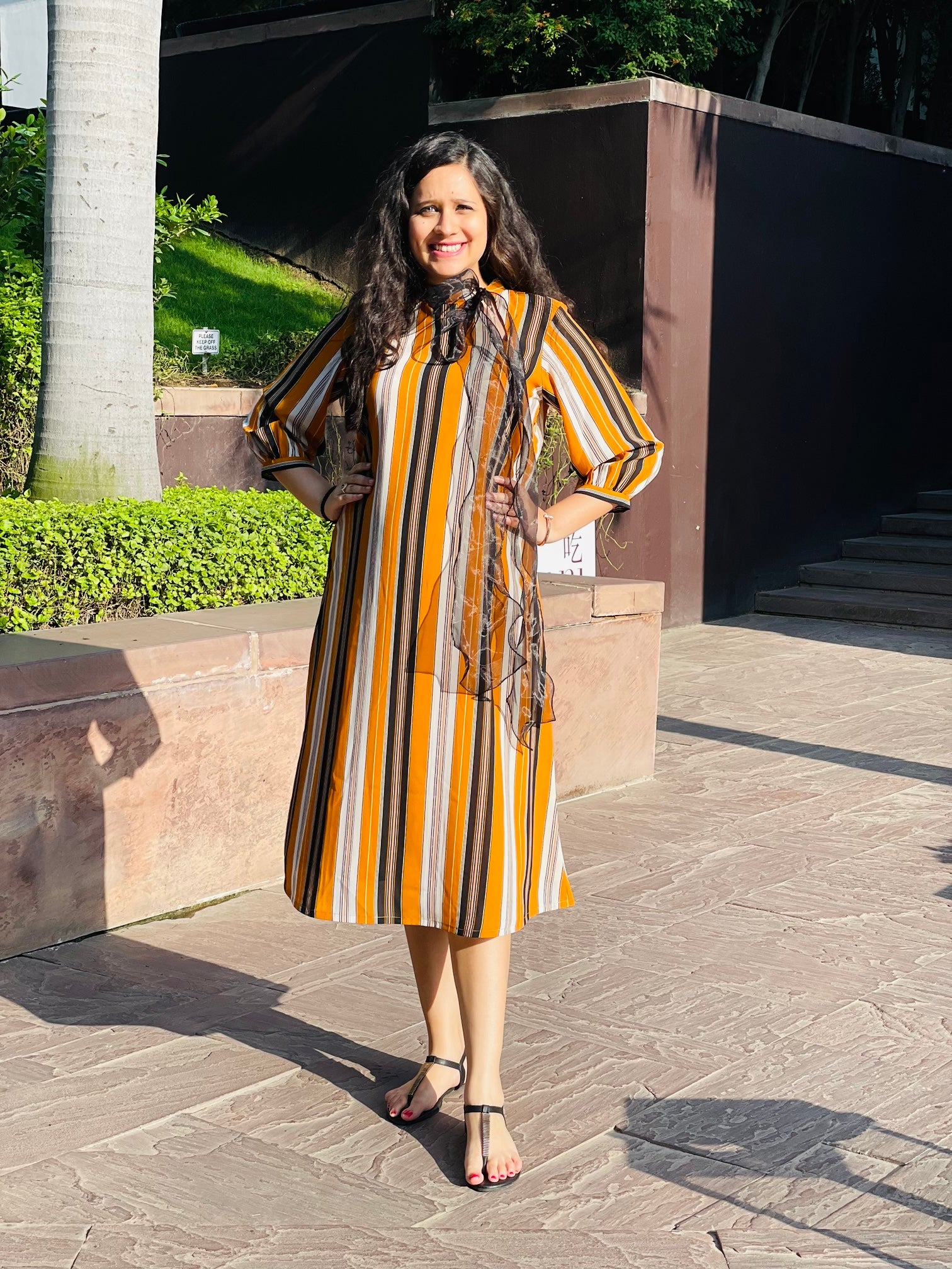 Multi Yellow Stripes Midi