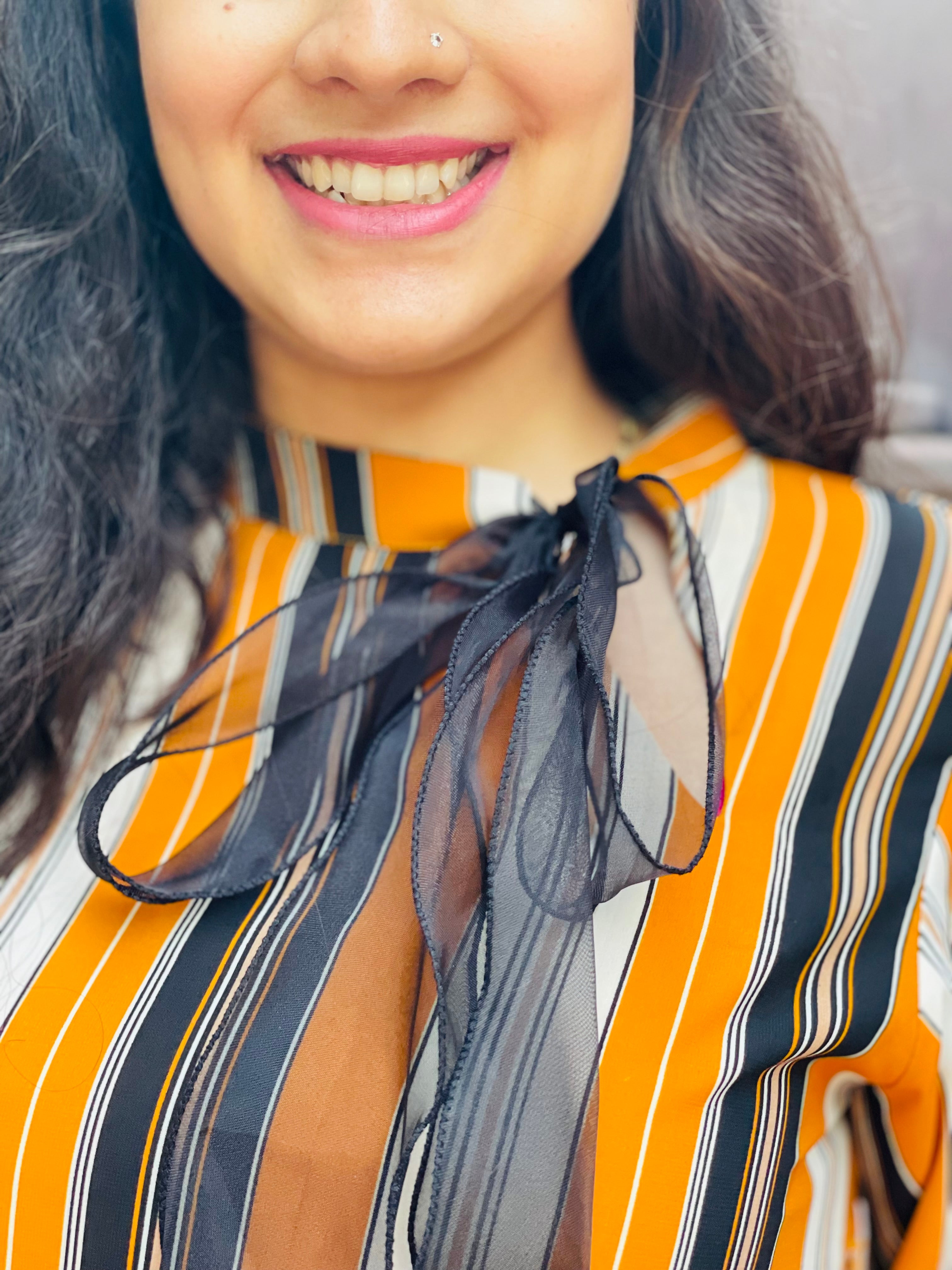 Multi Yellow Stripes Midi