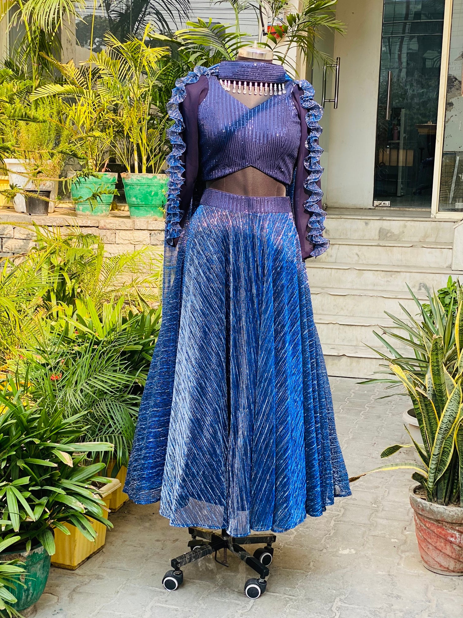 Navy Blue Shimmer Lehenga