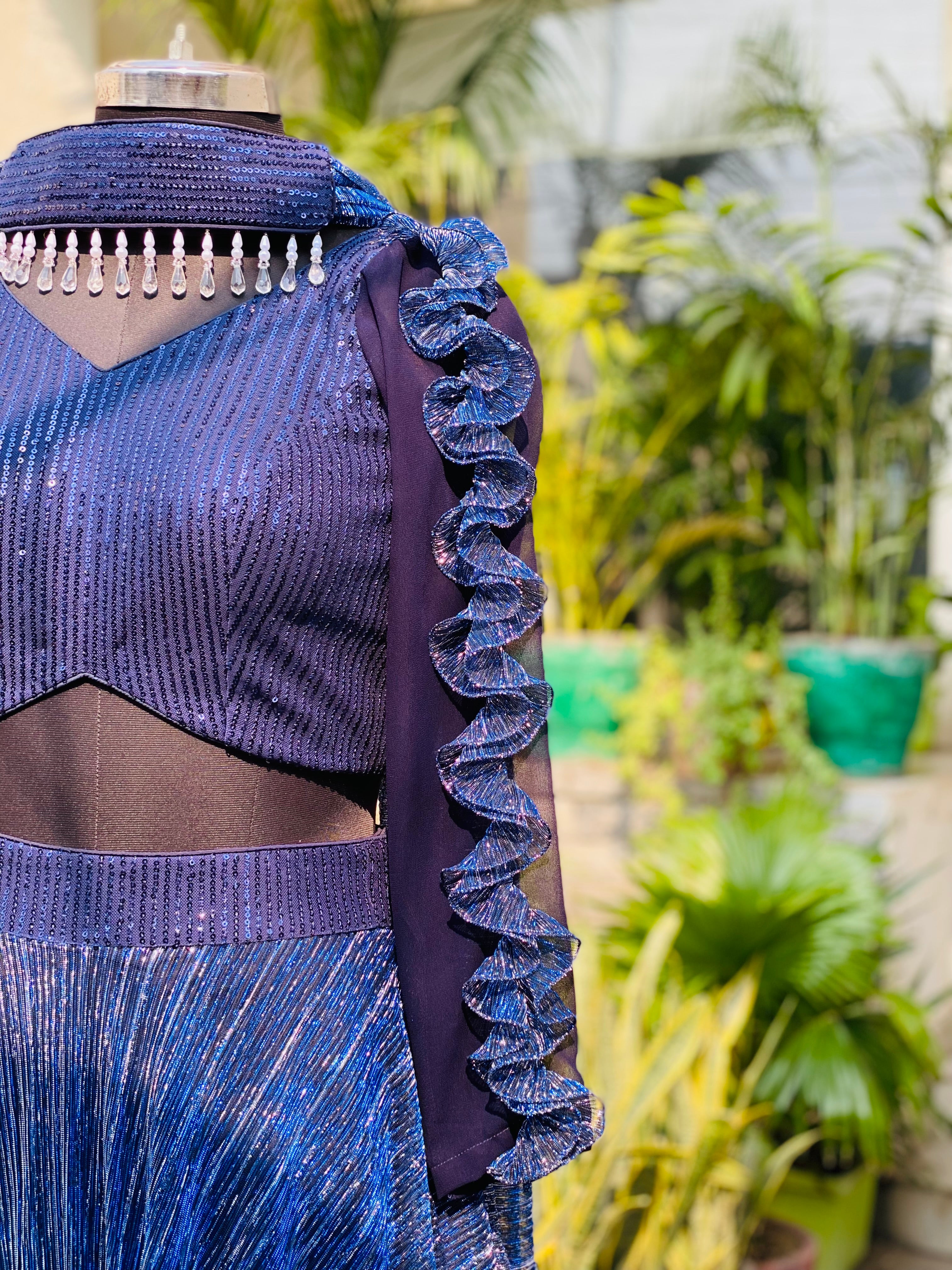 Navy Blue Shimmer Lehenga