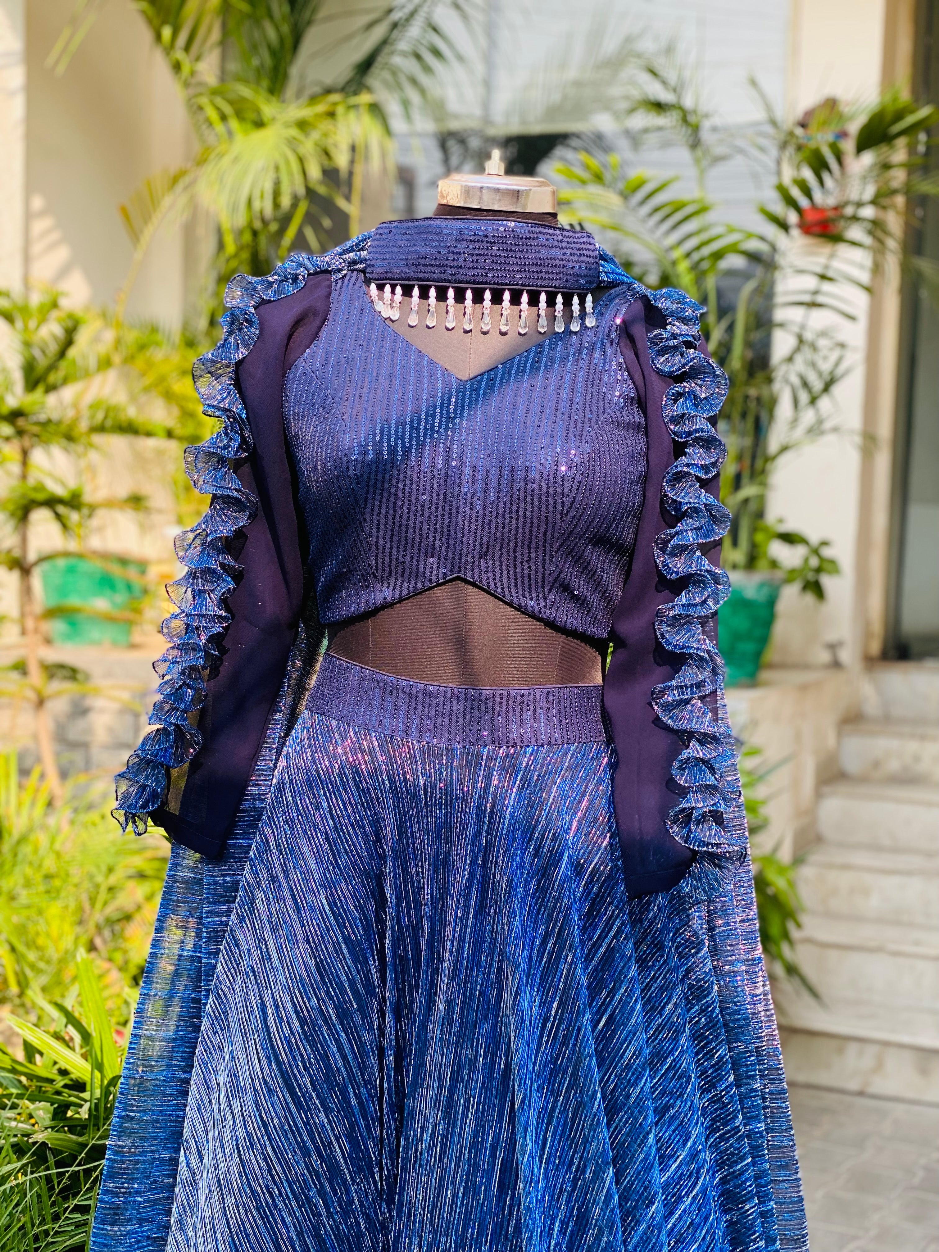 Navy Blue Shimmer Lehenga
