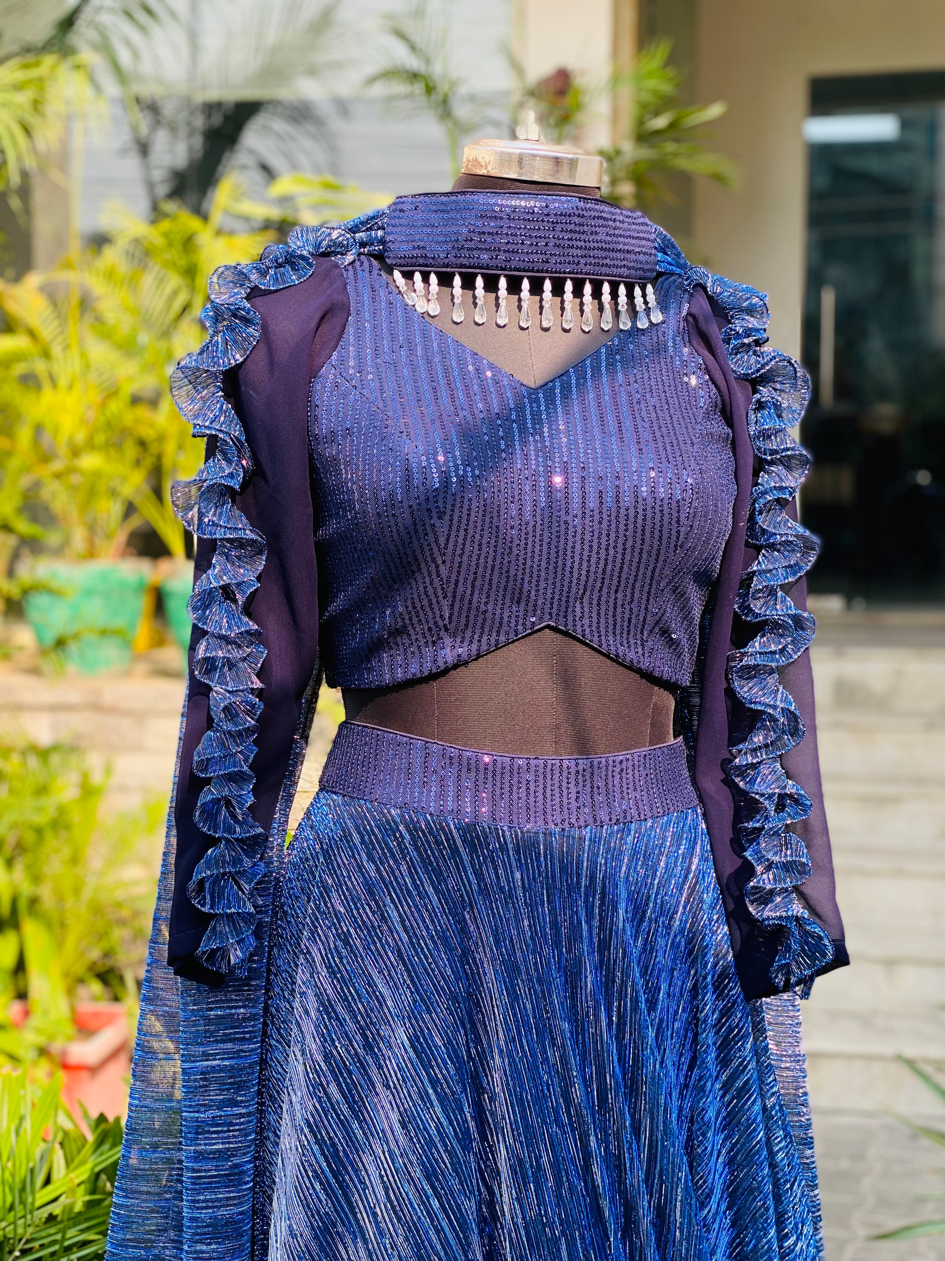 Navy Blue Shimmer Lehenga