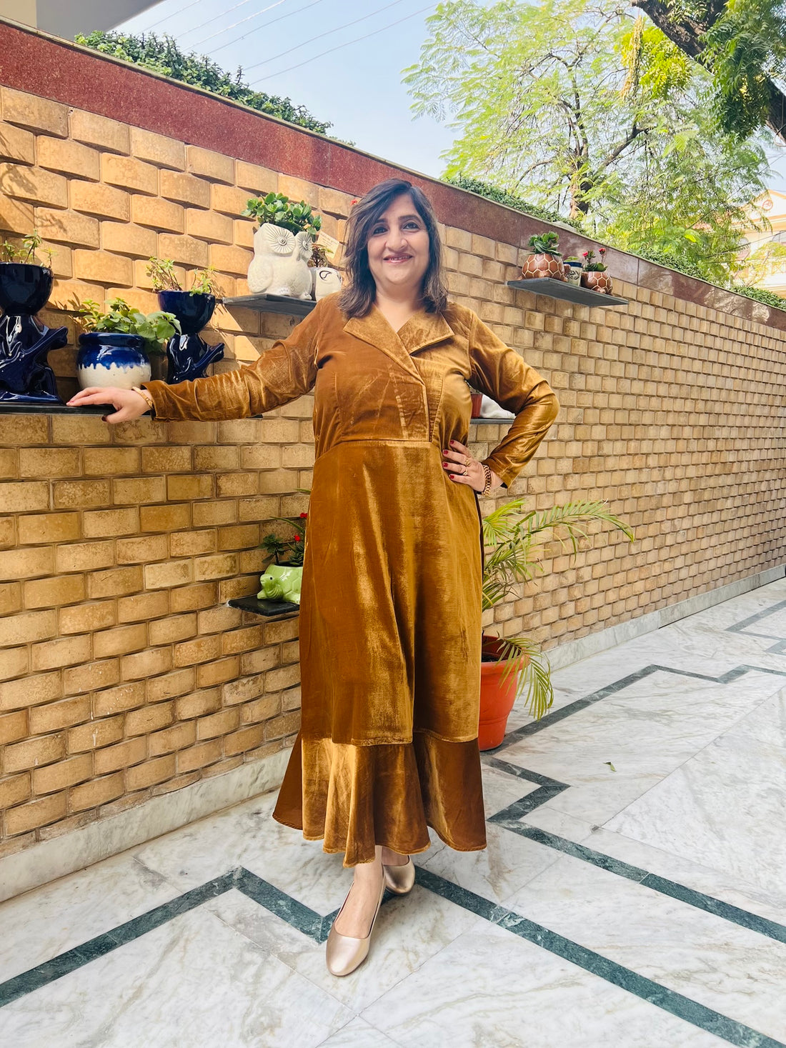 Brown Velvet Midi