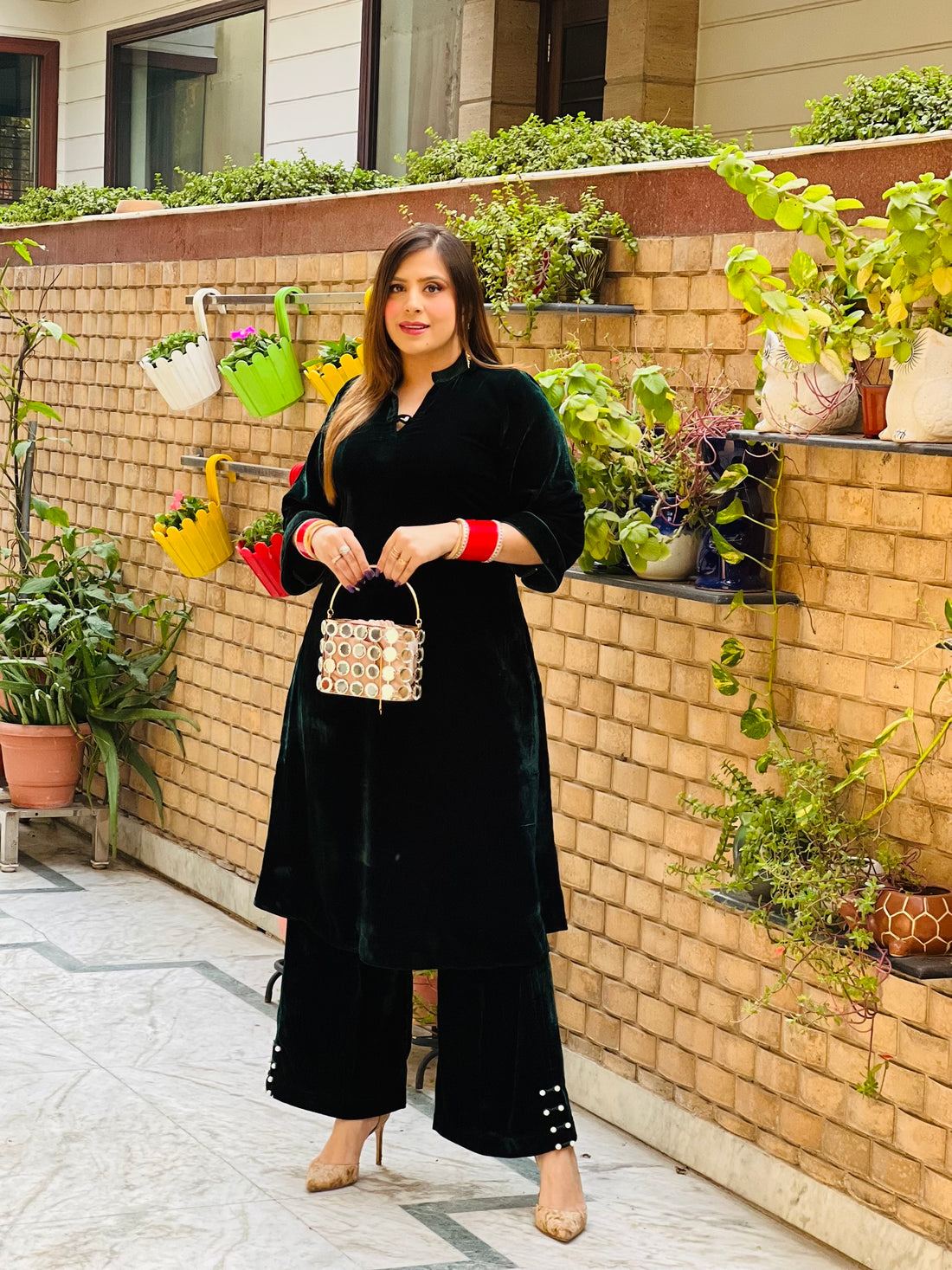 Bottle Green Velvet Co-Ord