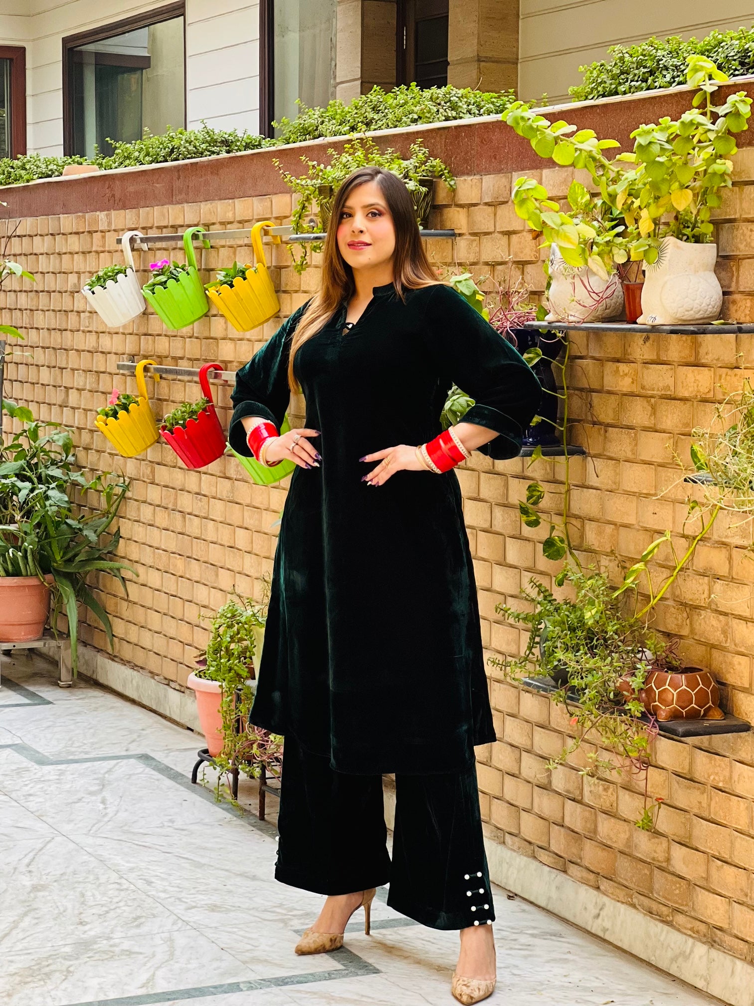 Bottle Green Velvet Co-Ord