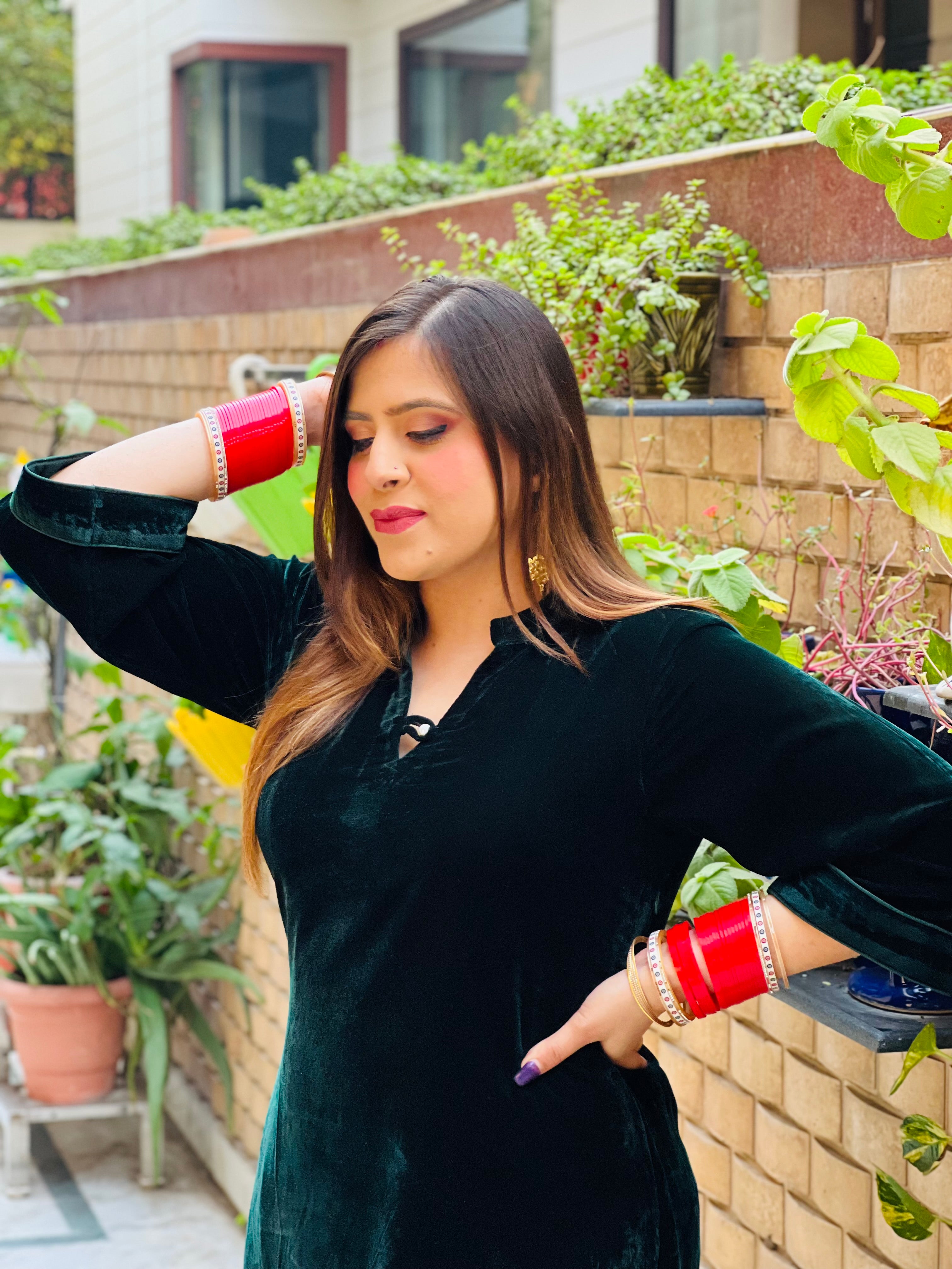 Bottle Green Velvet Co-Ord