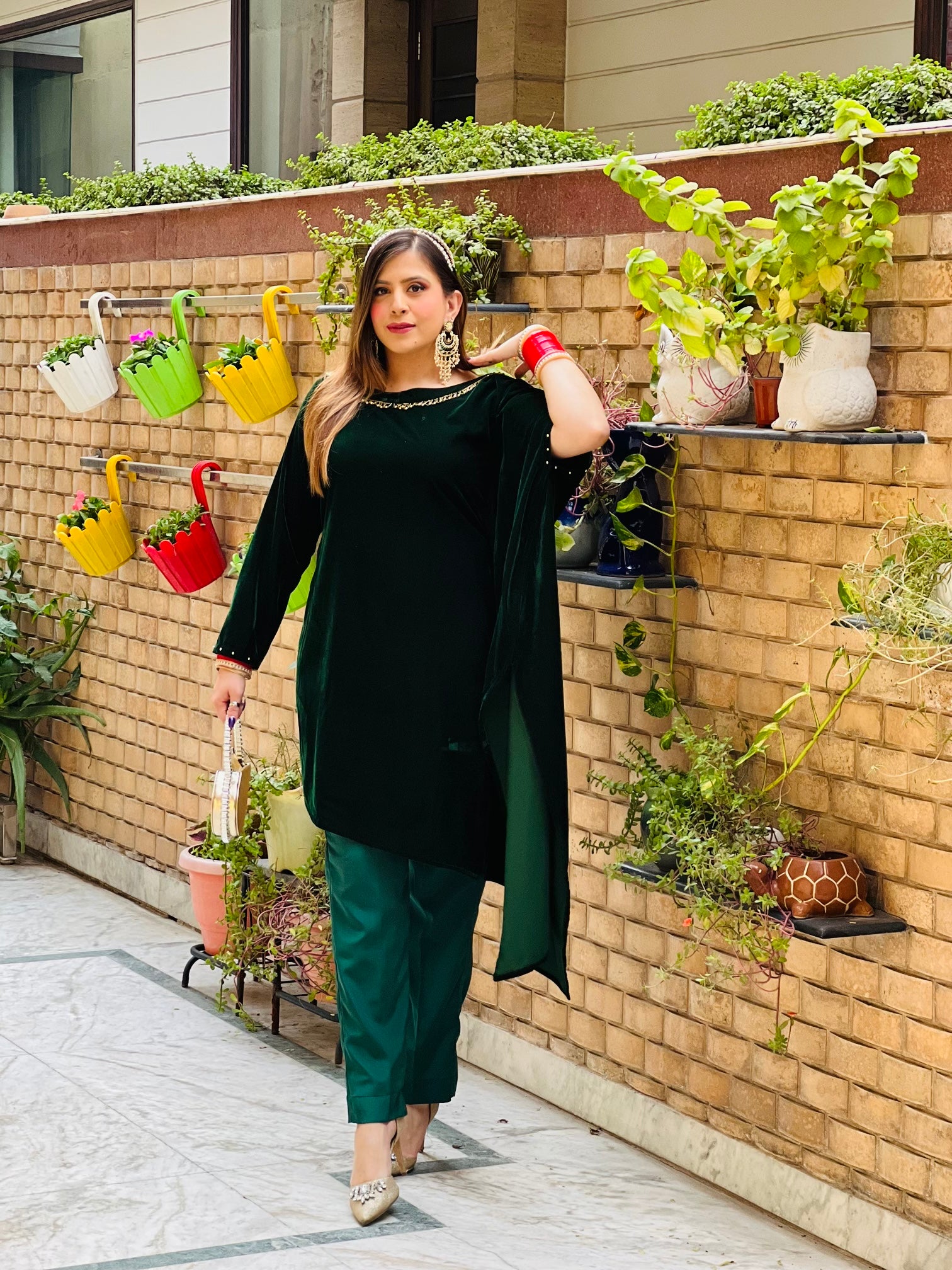 Bottle Green Velvet Co-Ord