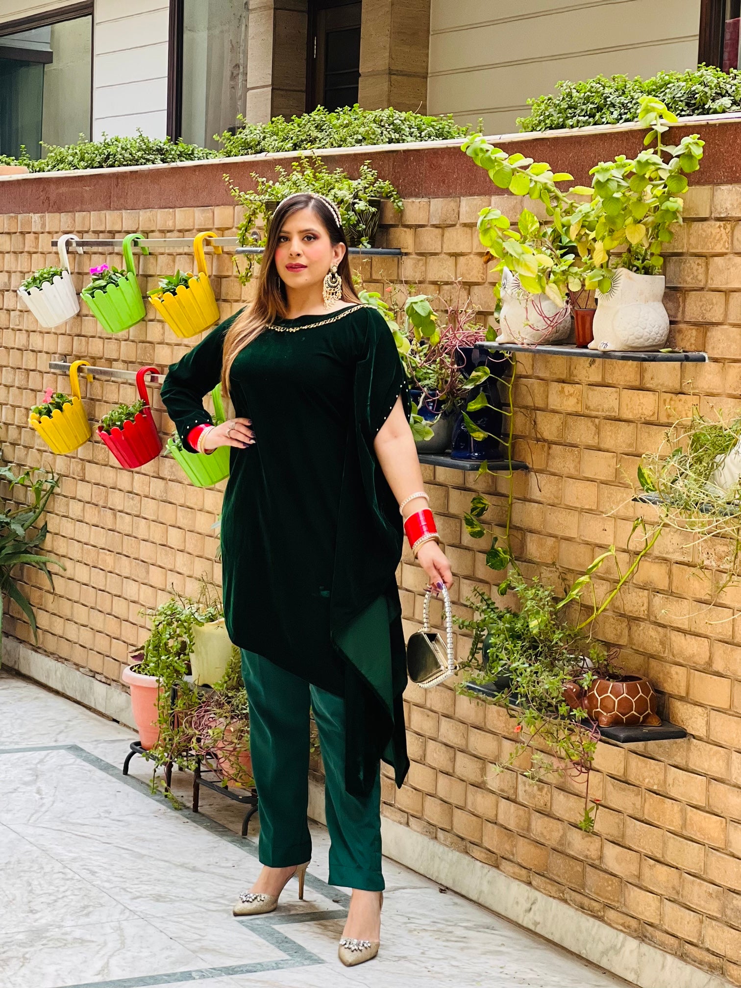 Bottle Green Velvet Co-Ord