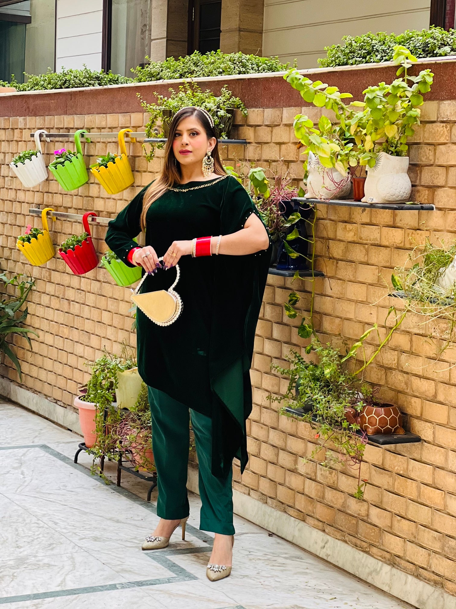 Bottle Green Velvet Co-Ord