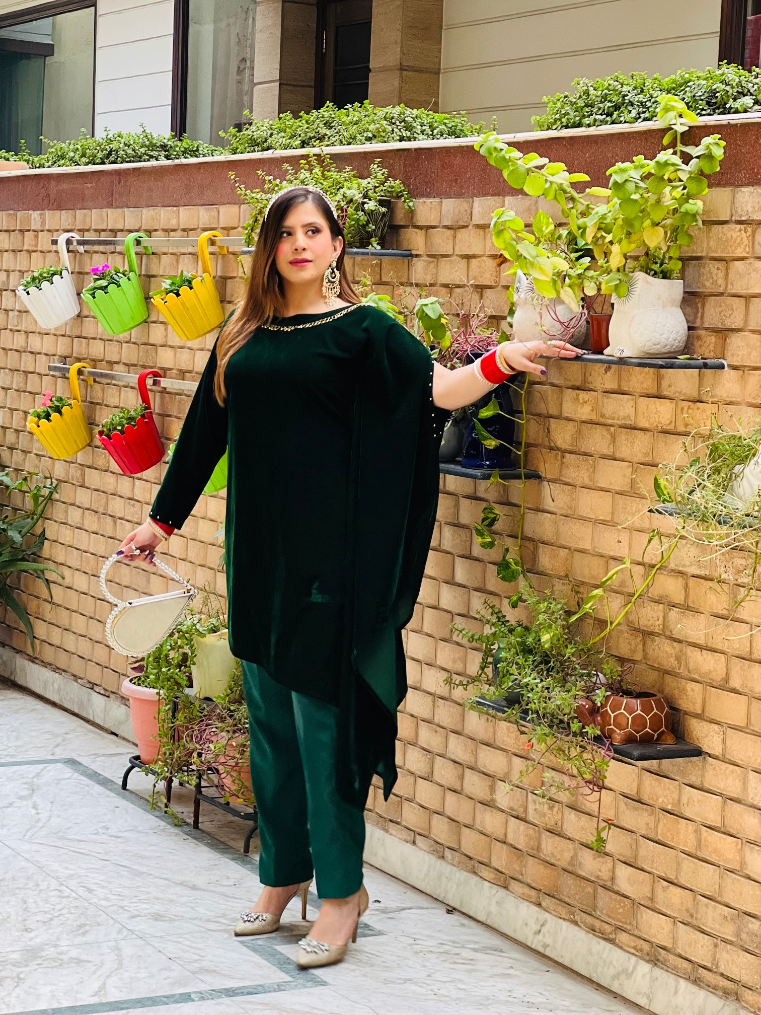 Bottle Green Velvet Co-Ord