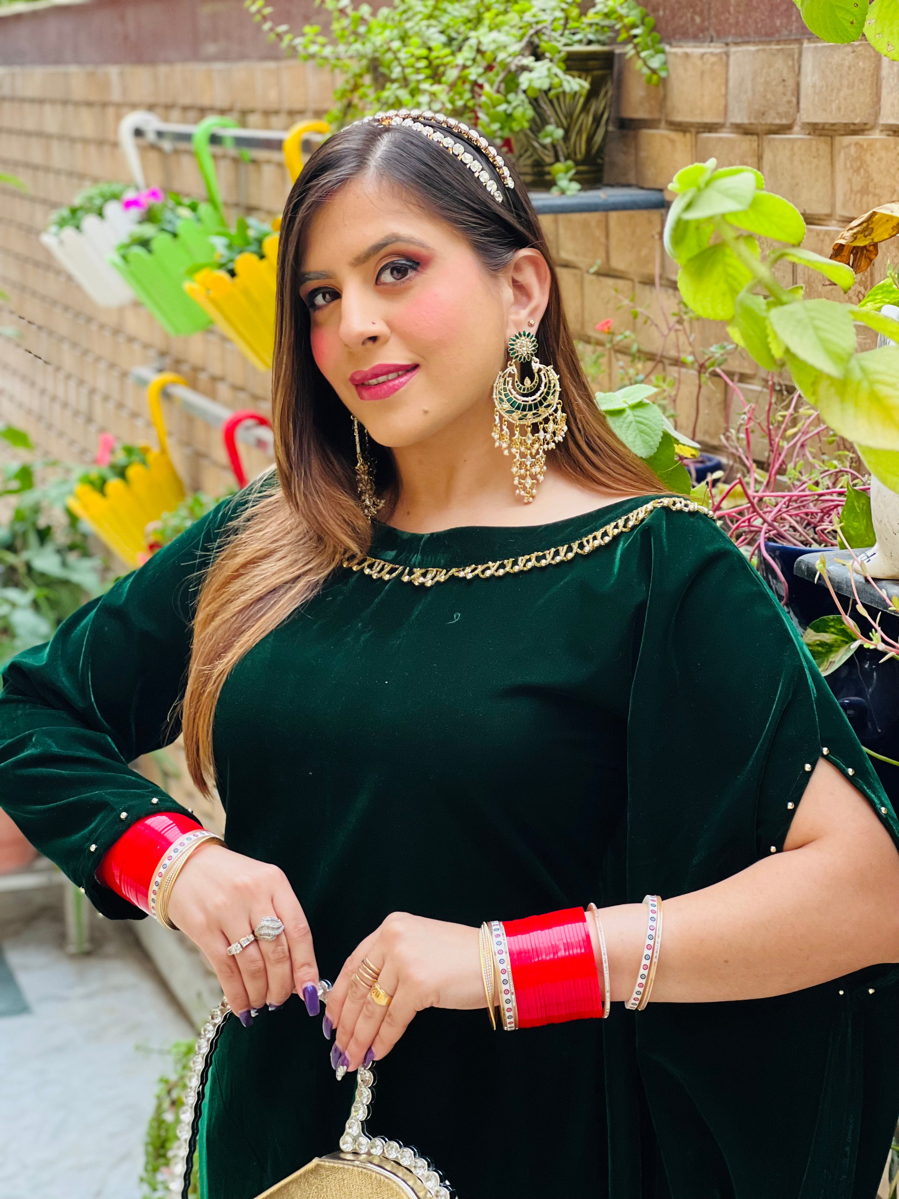 Bottle Green Velvet Co-Ord