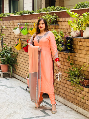 Peach Silk Suit
