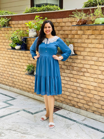 Blue Double Georgette Midi