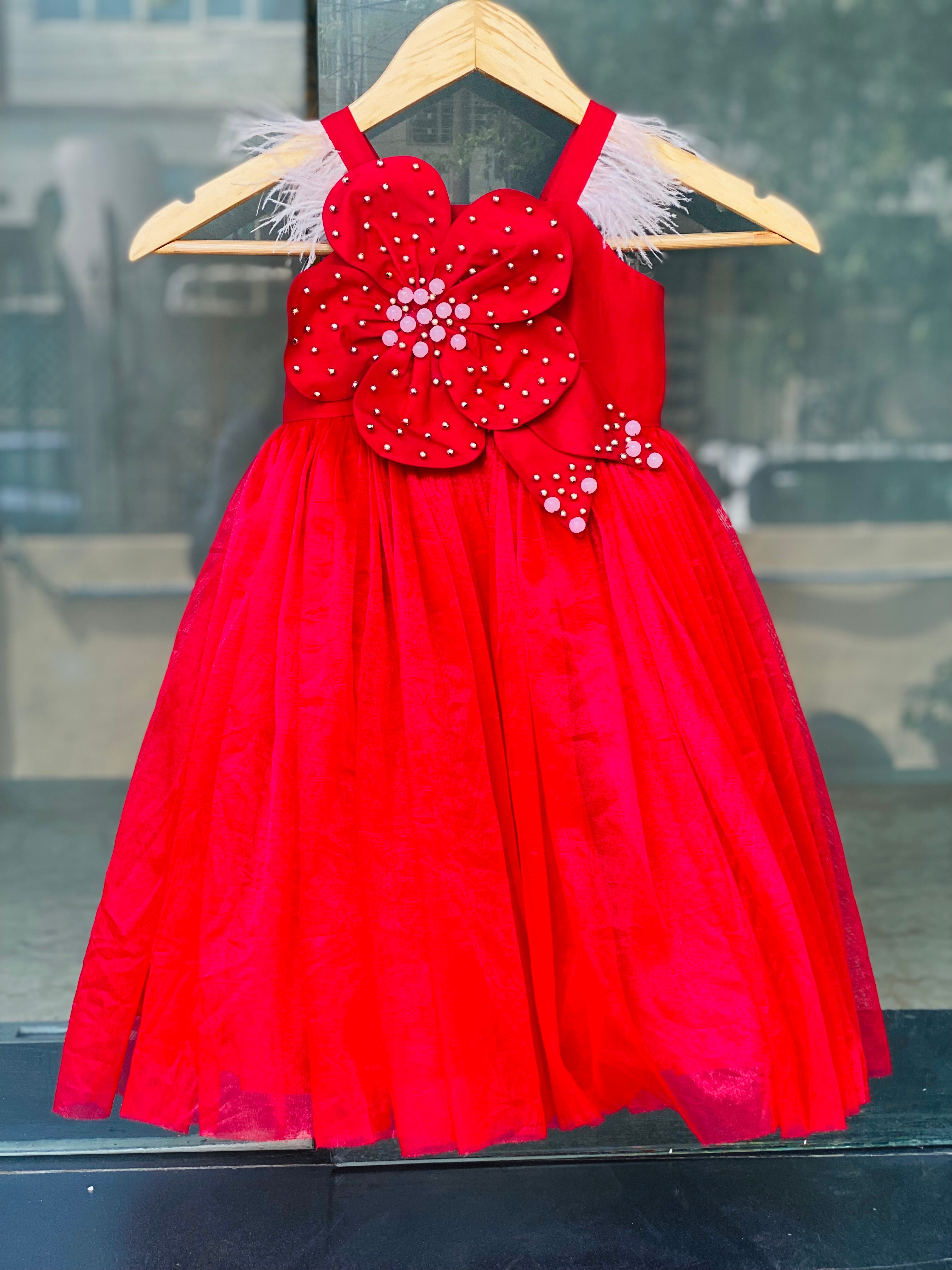Red Flower Patch Gown