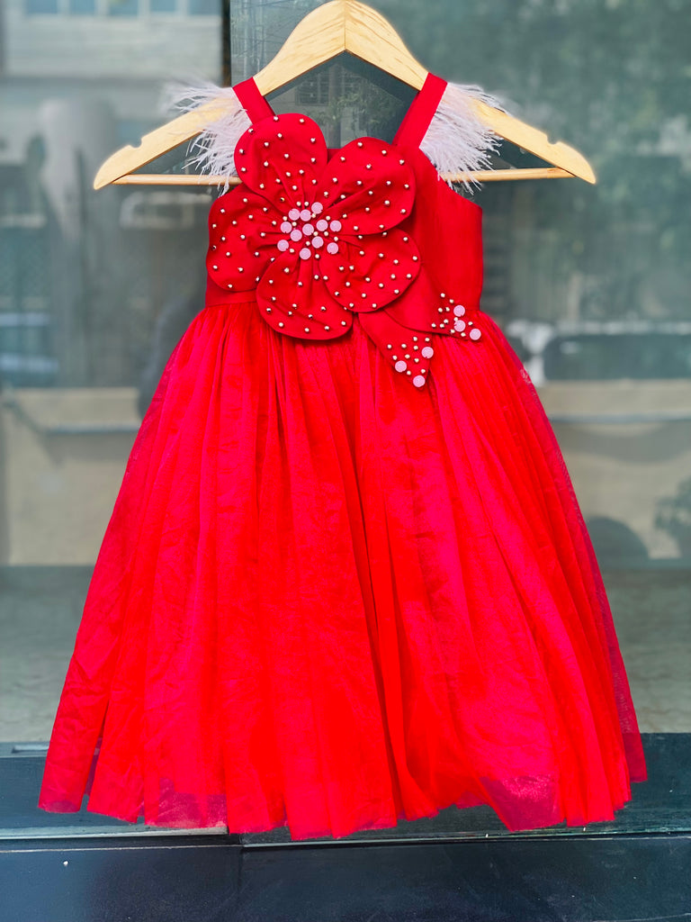 Red Flower Patch Gown