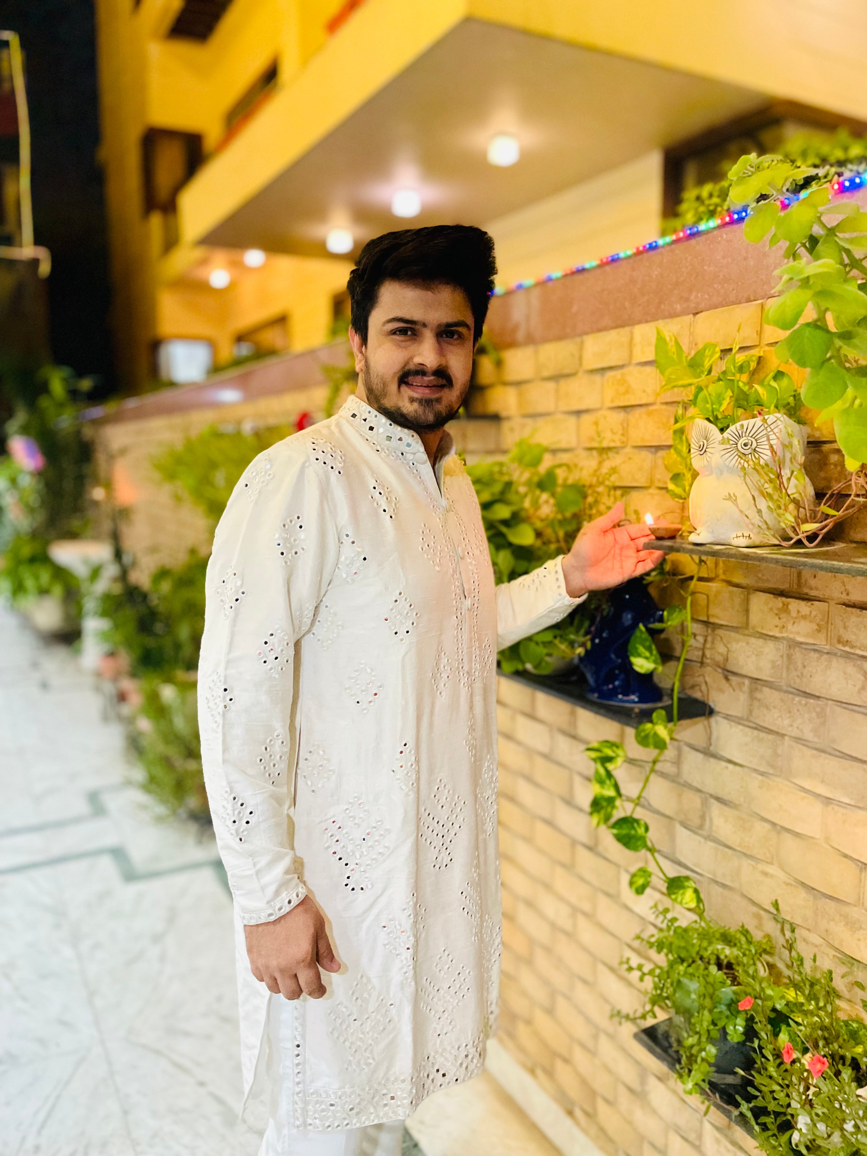 Menswear White Diwali Kurta