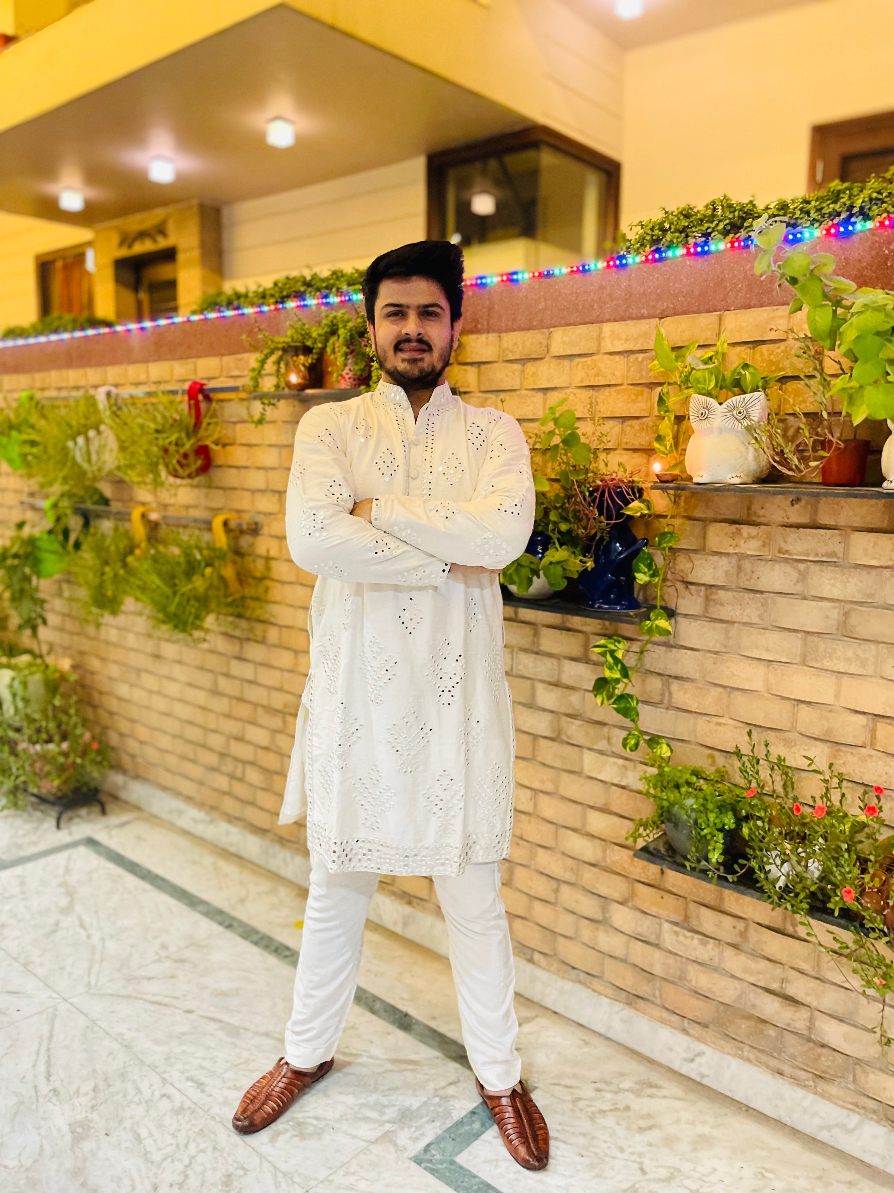 Menswear White Diwali Kurta